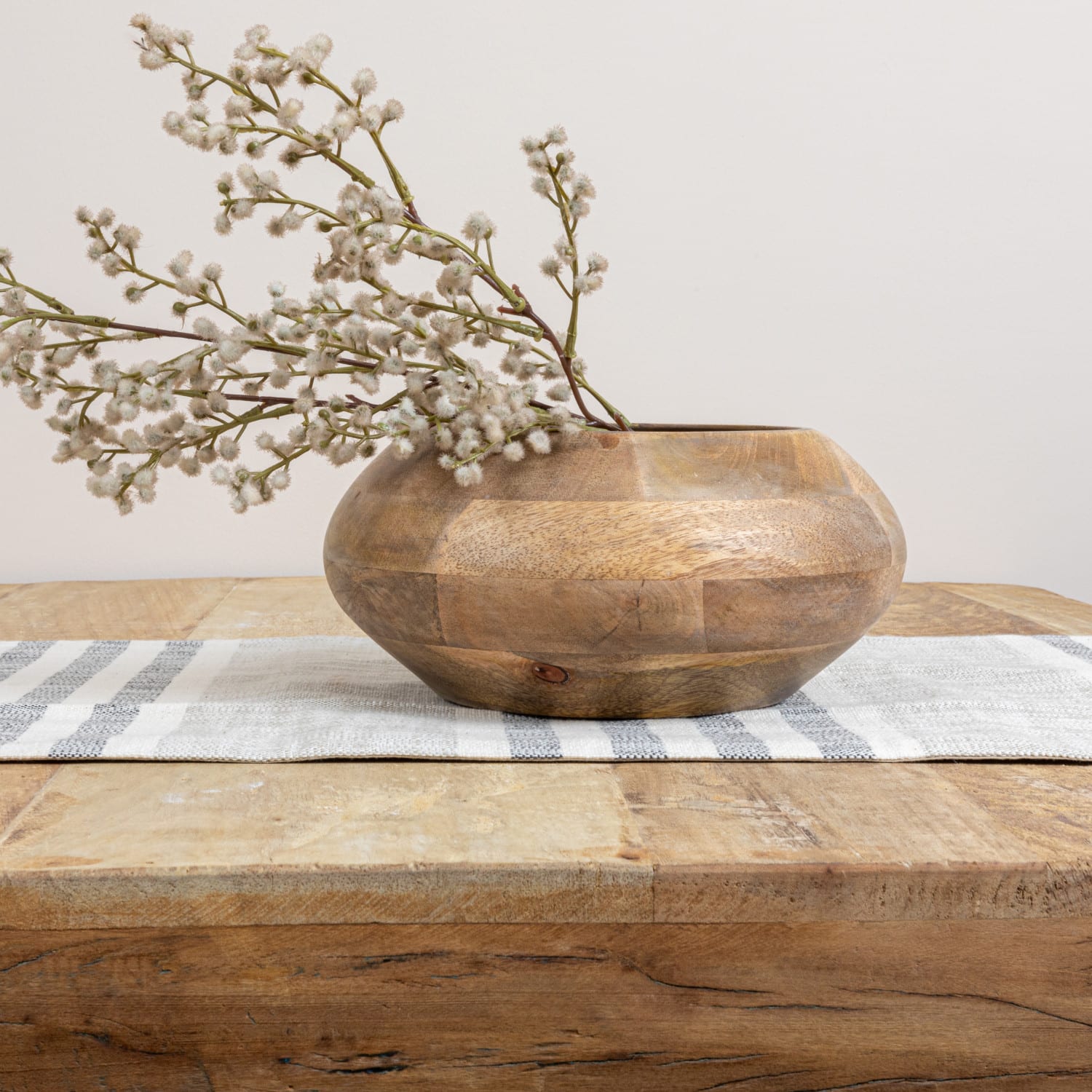 9.2&#x22; Modern Round Wood Bowl