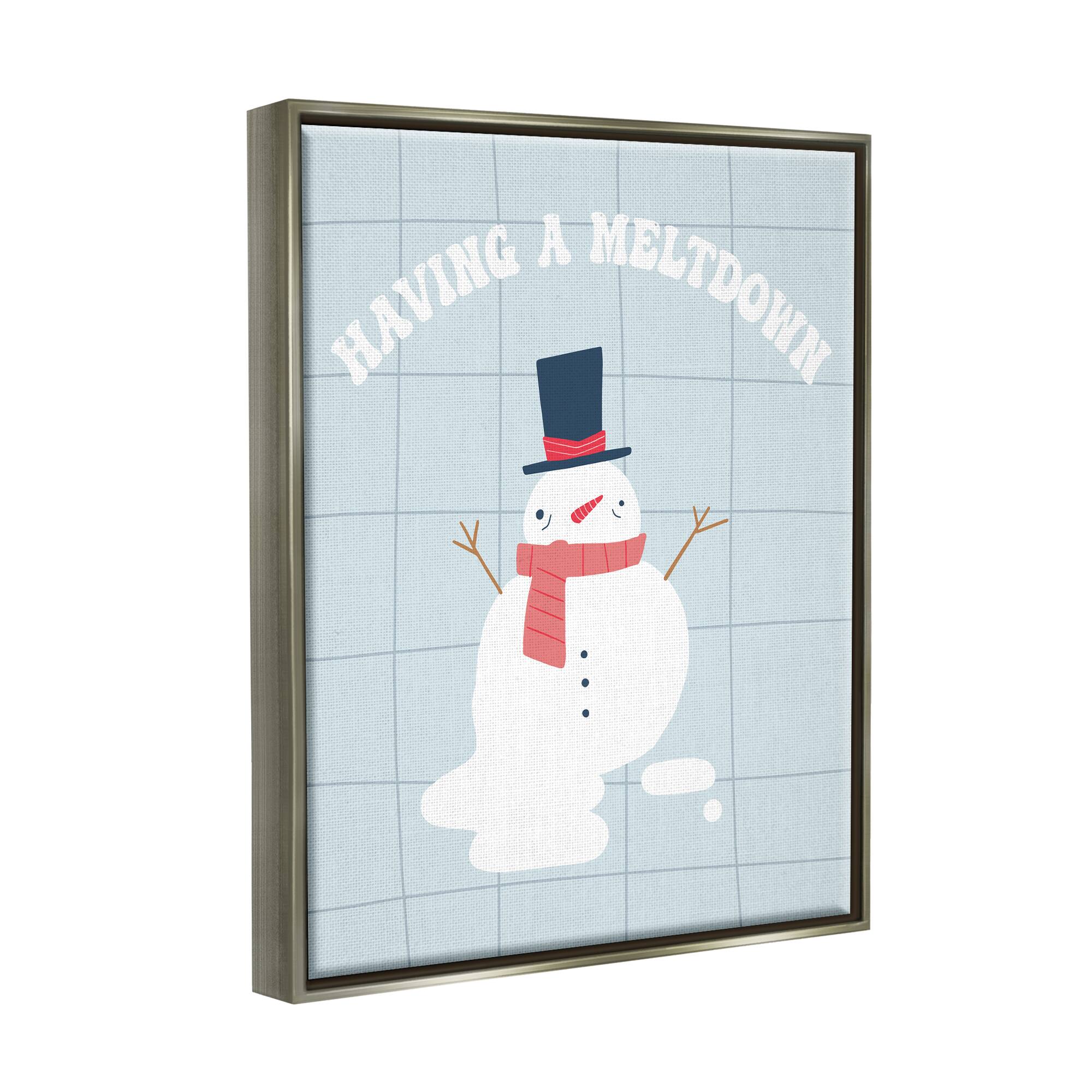 Stupell Industries Having A Meltdown Funny Snowman Framed Floater Canvas Wall Art