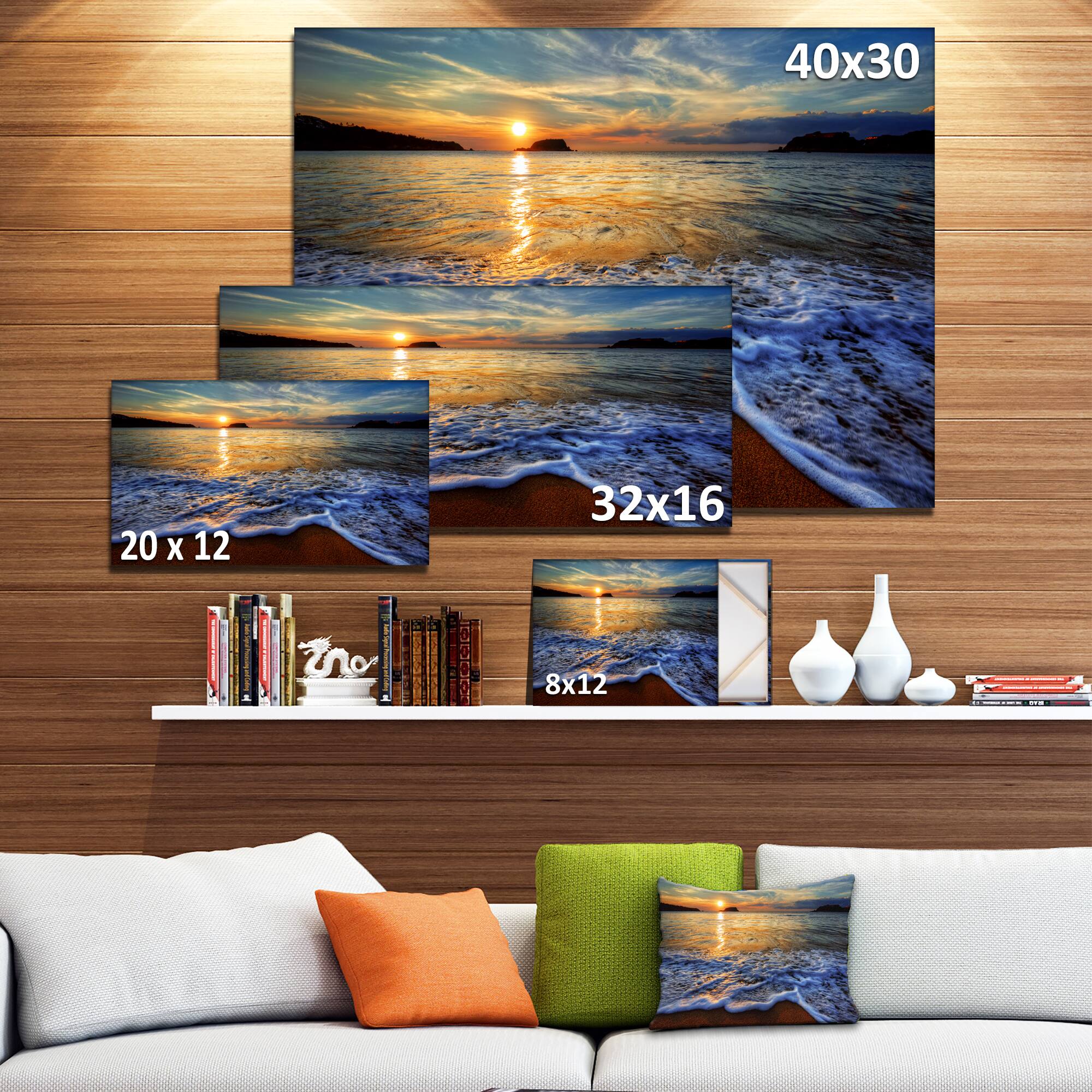 Designart - Peaceful Sandy Beach with Waves - Extra Large Canvas Art Print
