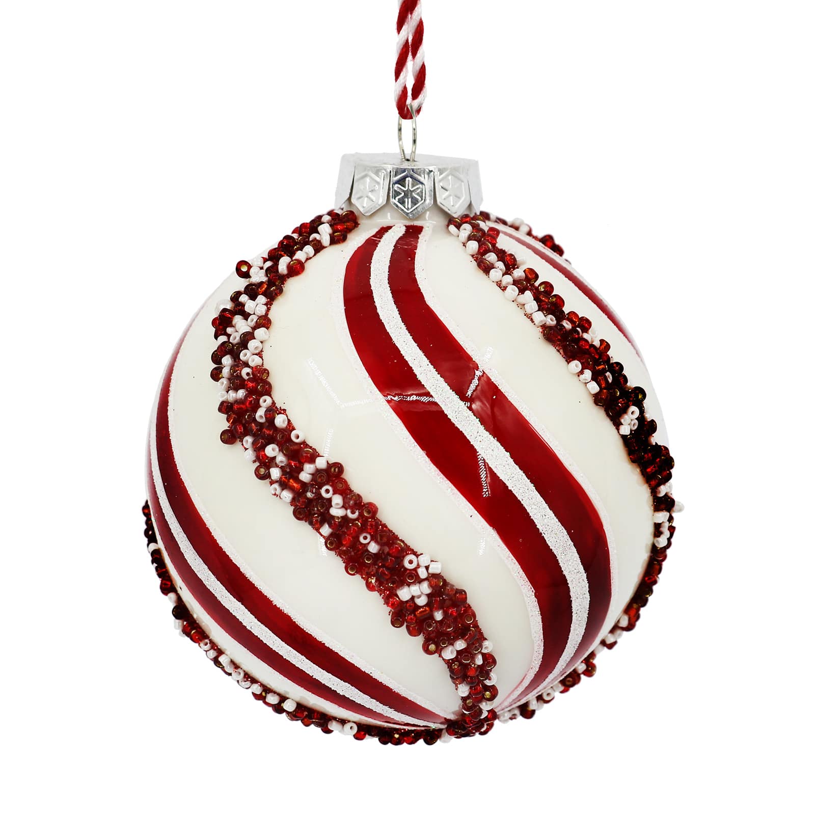 Assorted Red &#x26; White Swirl Glass Ornament by Ashland&#xAE;