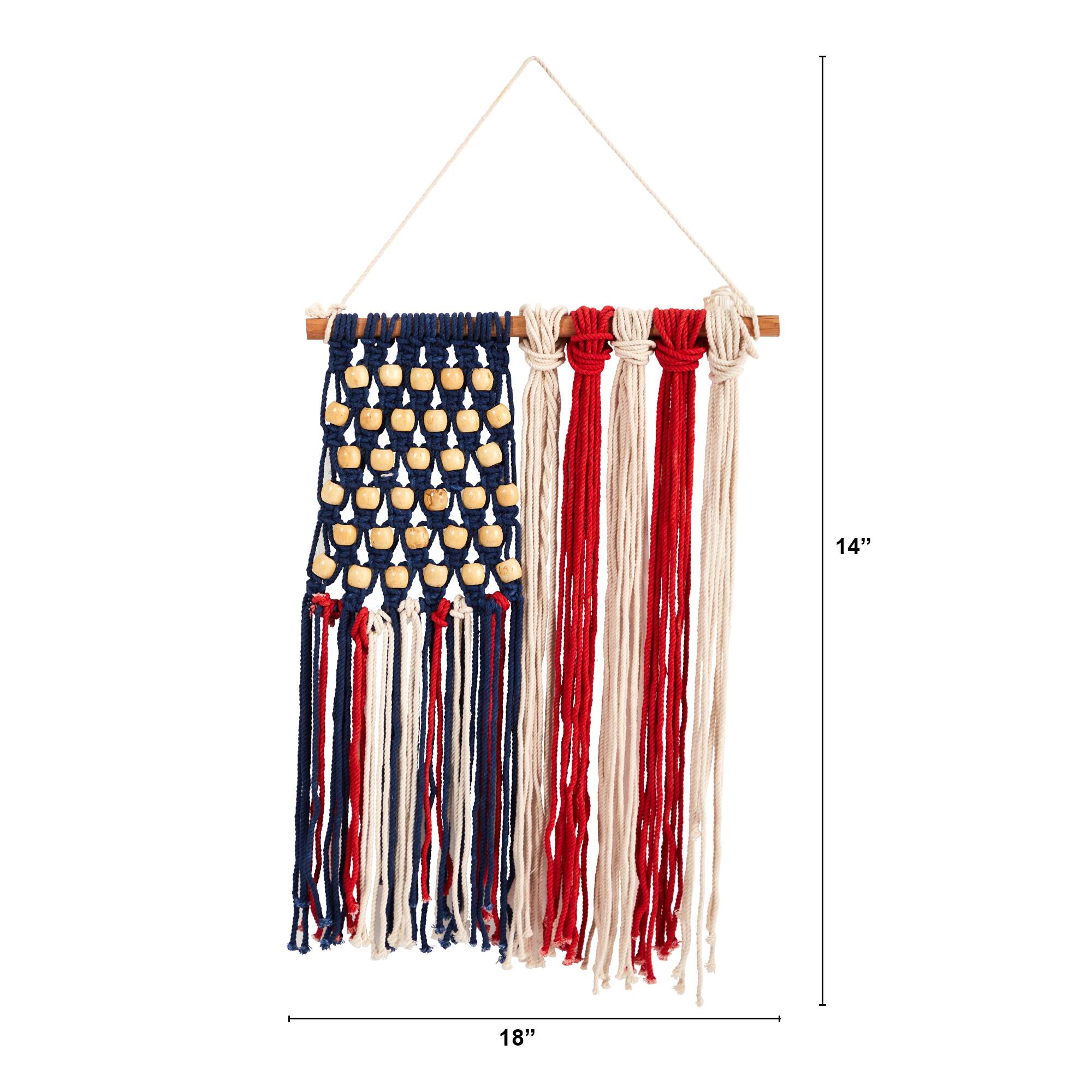 18&#x22; American Flag Macram&#xE9; Wall Hanging