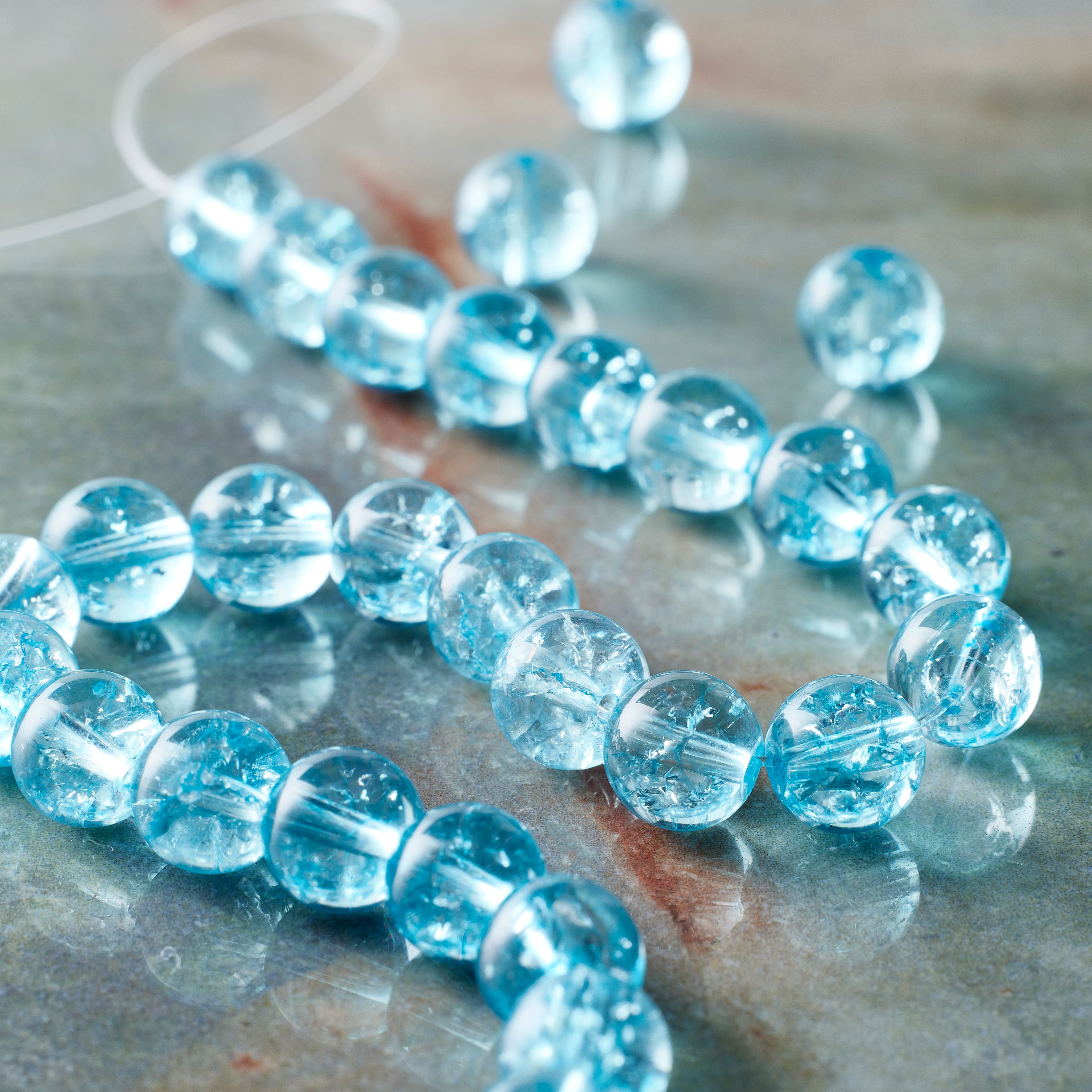 12 Pack: Light Blue Quartz Round Beads by Bead Landing™