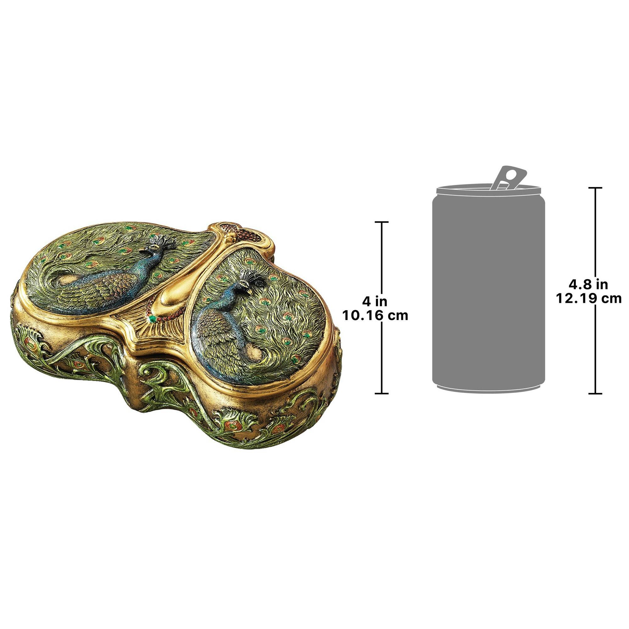 Design Toscano 4&#x22; Art Nouveau Twin Peacock Jewel Box