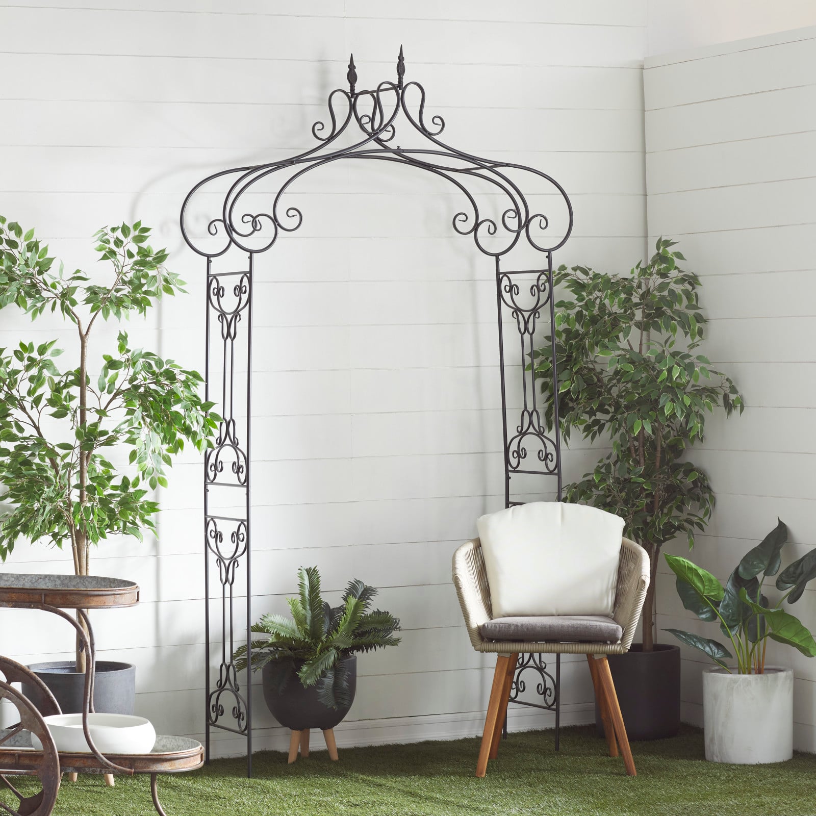 8ft. Black Iron Traditional Garden Archway Arbor