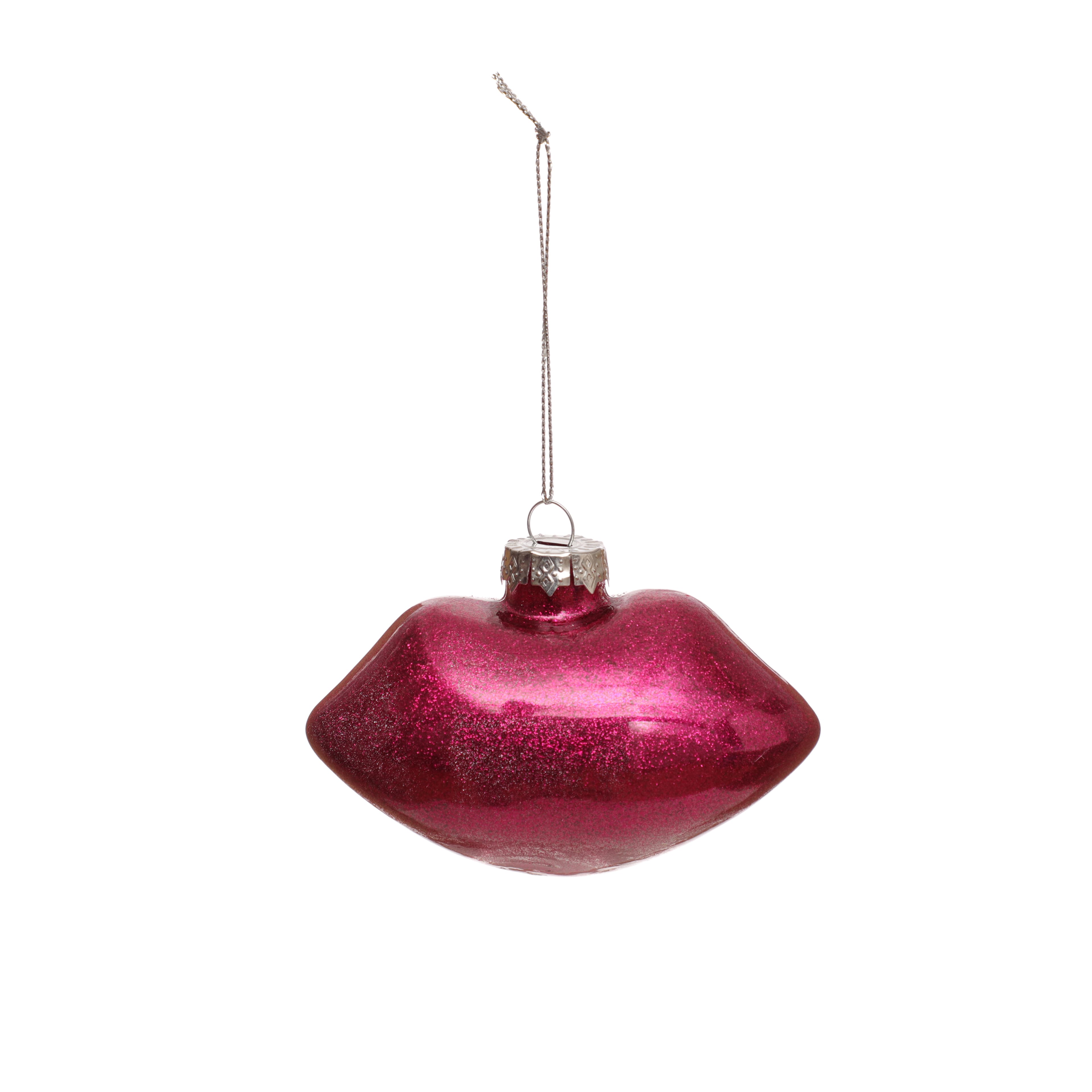 3.5&#x22; Pink Glitter Lips Glass Ornament by Ashland&#xAE;