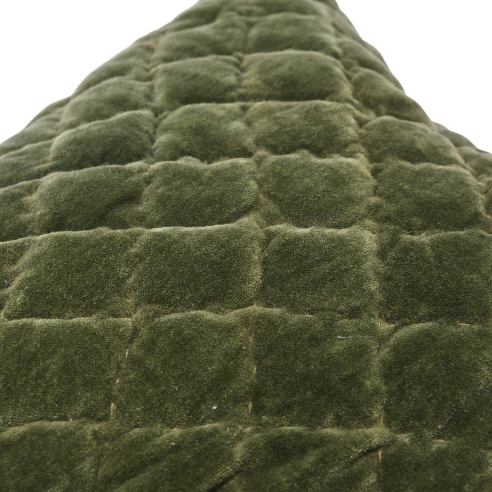Hello Honey® 20'' Green Square Quilted Velvet Pillow Cover
