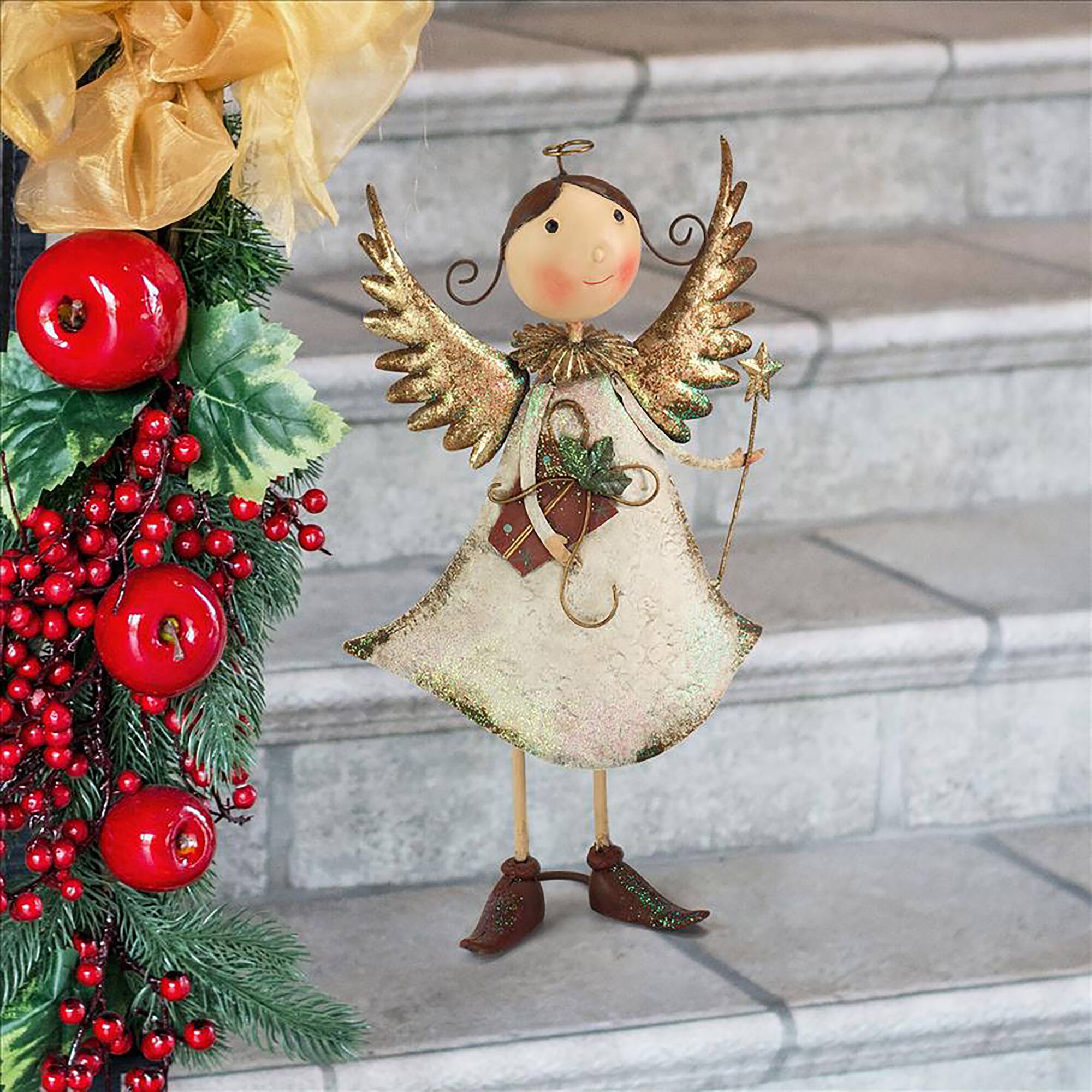 Design Toscano 19&#x22; Holiday Helper Clara Metal Angel Statue