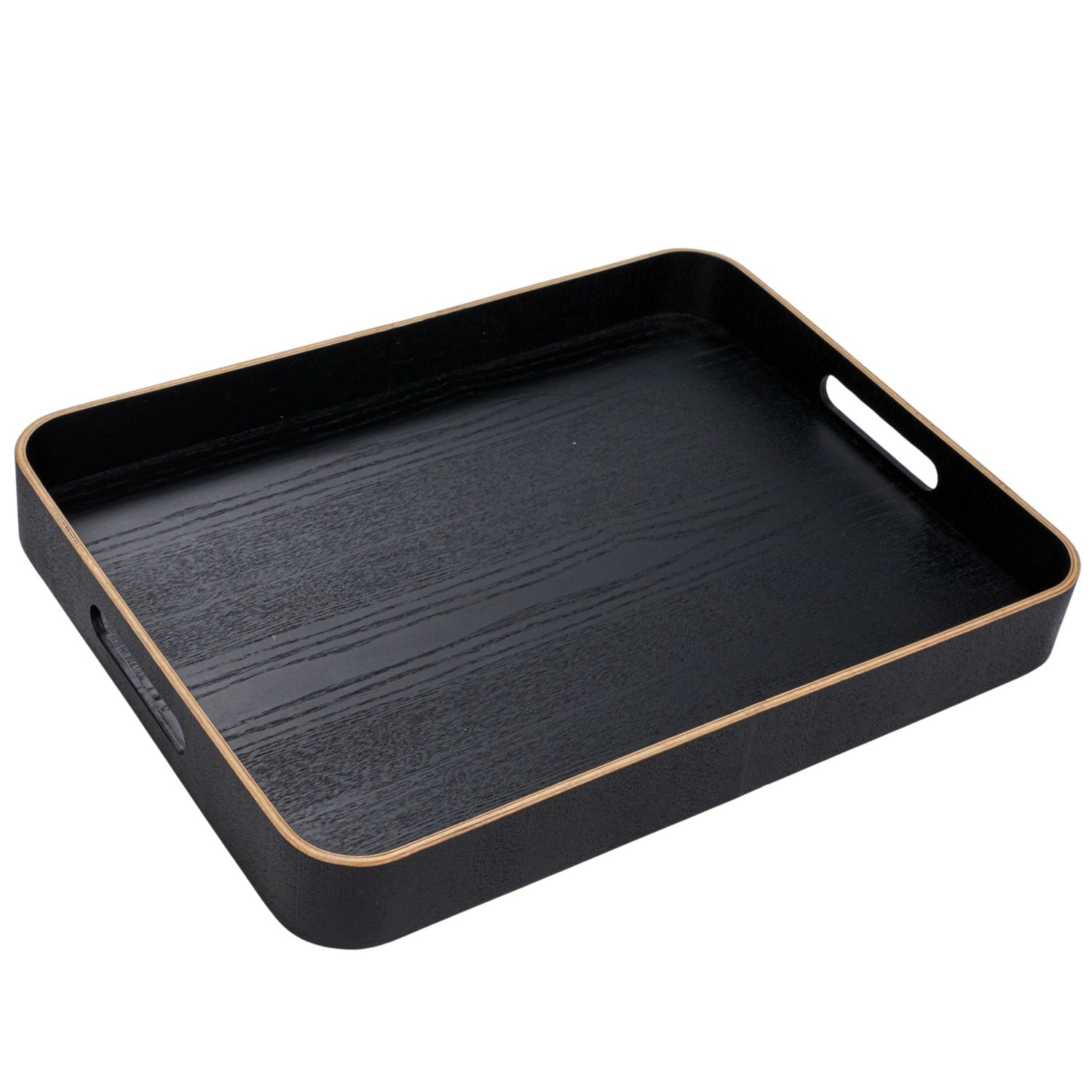 Hello Honey® 19.75" Black Oak Wood Serving Tray with Handles