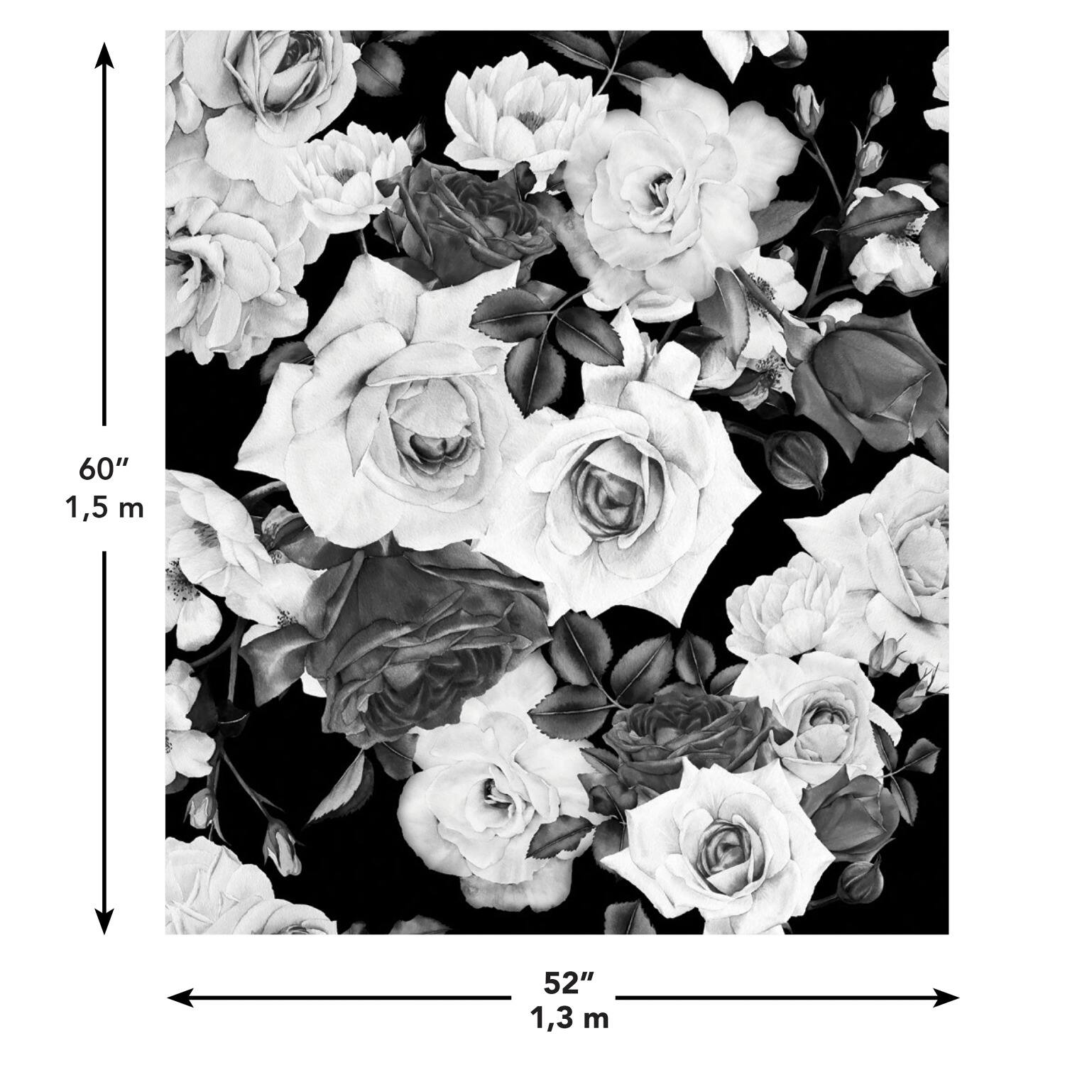 RoomMates Black &#x26; White Floral Tapestry
