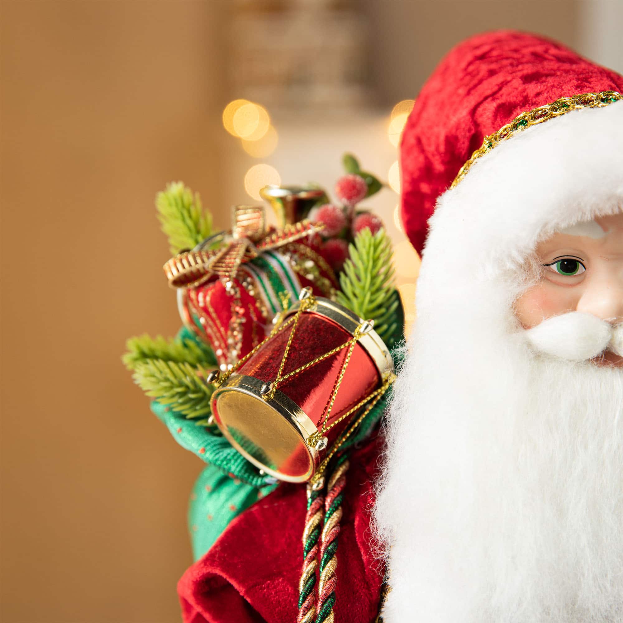 Glitzhome&#xAE; 18&#x22; Faux Fur Traditional Christmas Santa Figurine