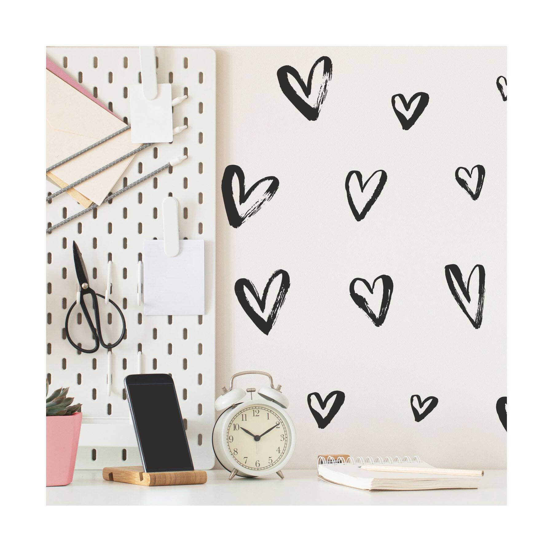 RoomMates Black Sketchy Hearts Peel & Stick Wall Decals