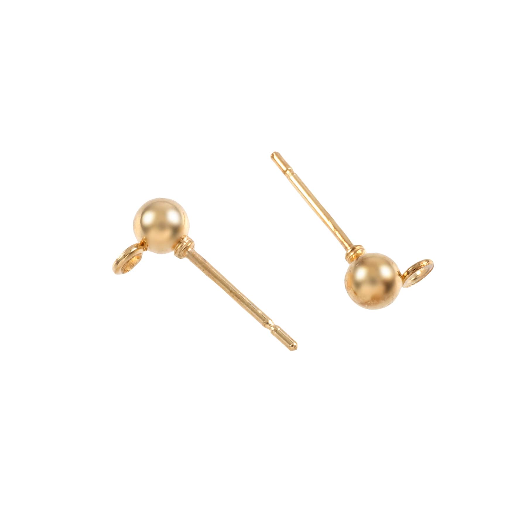 12 Pack: Gold Earring Post Ball Tops, 4mm by Bead Landing™