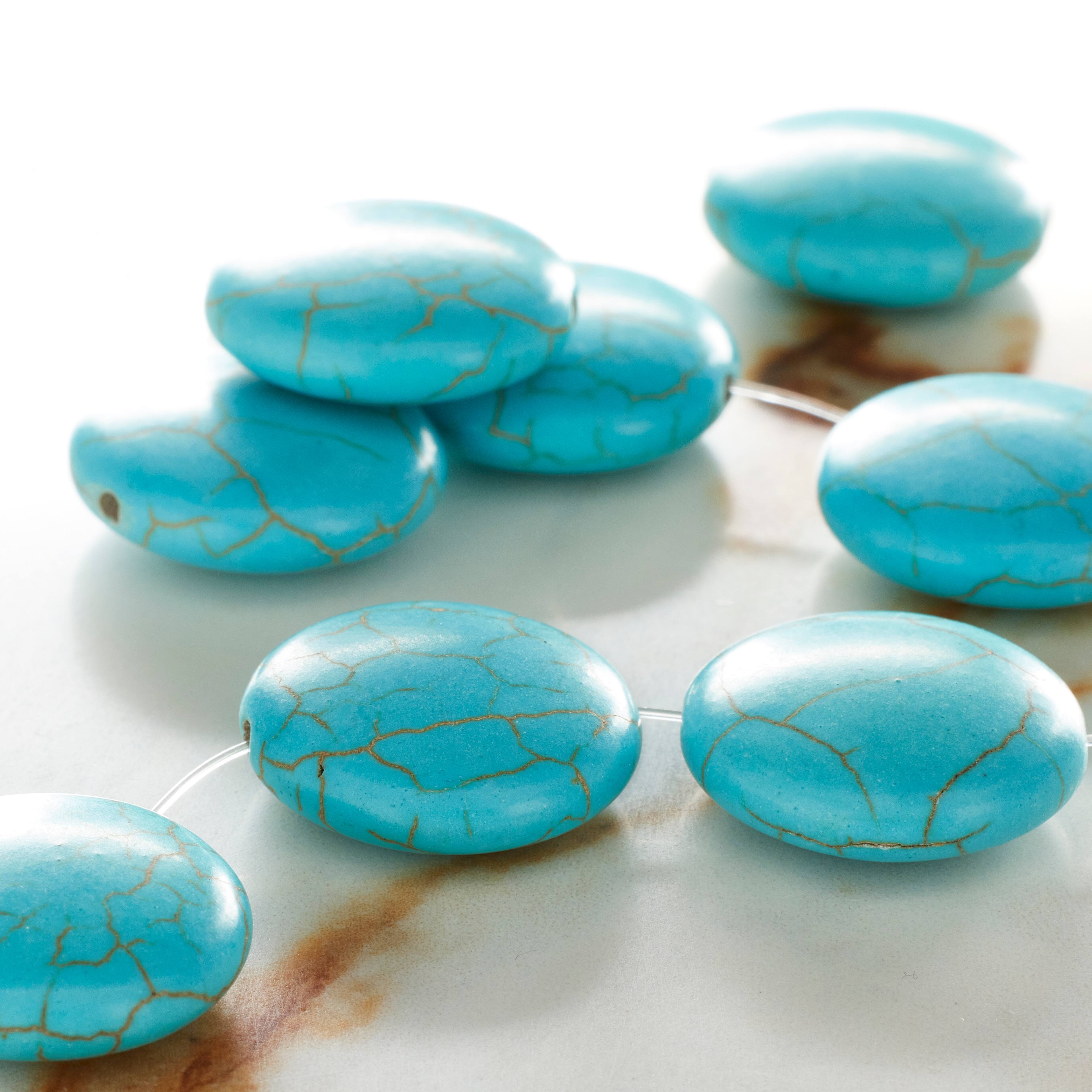 12 Pack:  Turquoise Dyed Howlite Lentil Beads, 20mm by Bead Landing&#x2122;