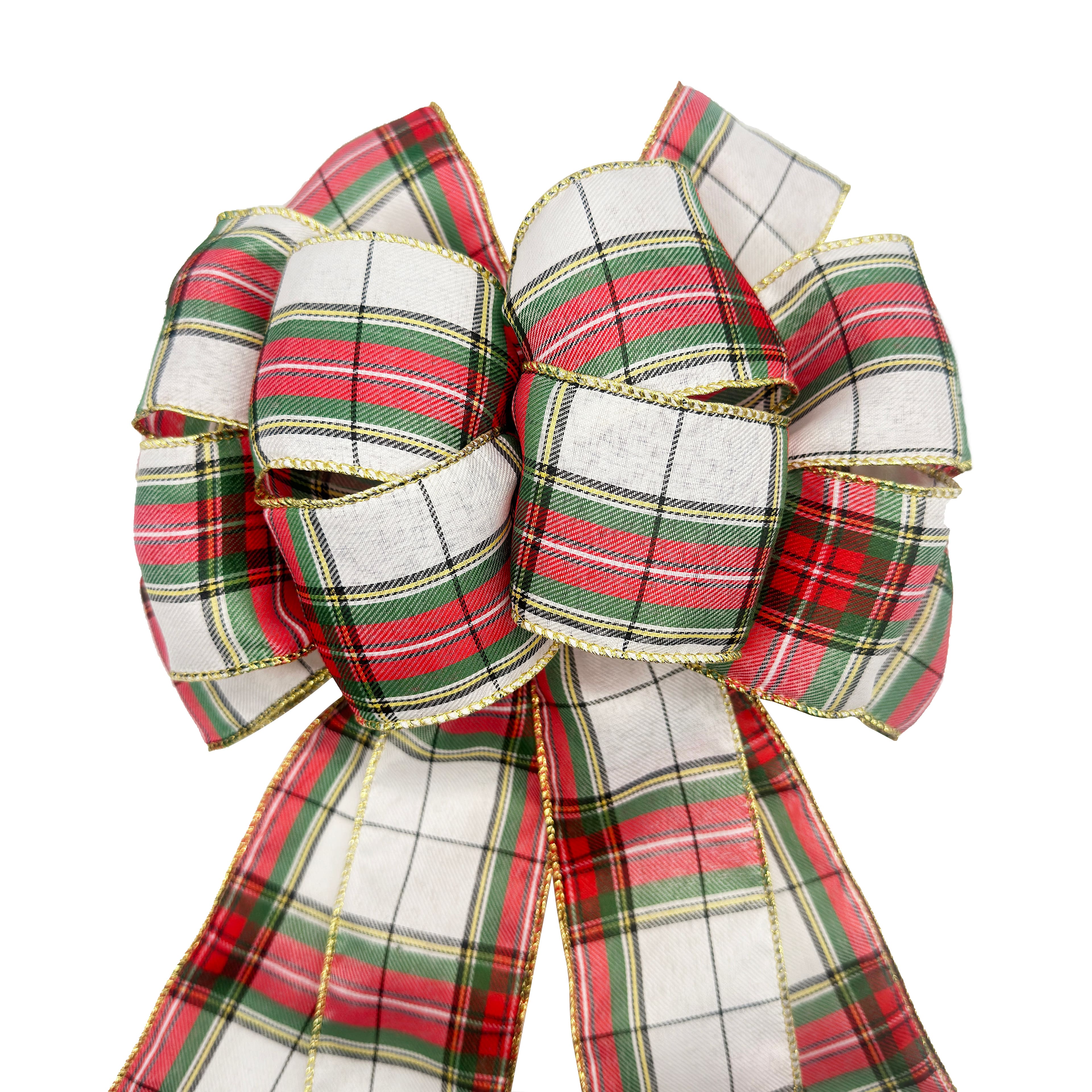 20.5" Green & Natural Plaid Tree Bow by Celebrate It®