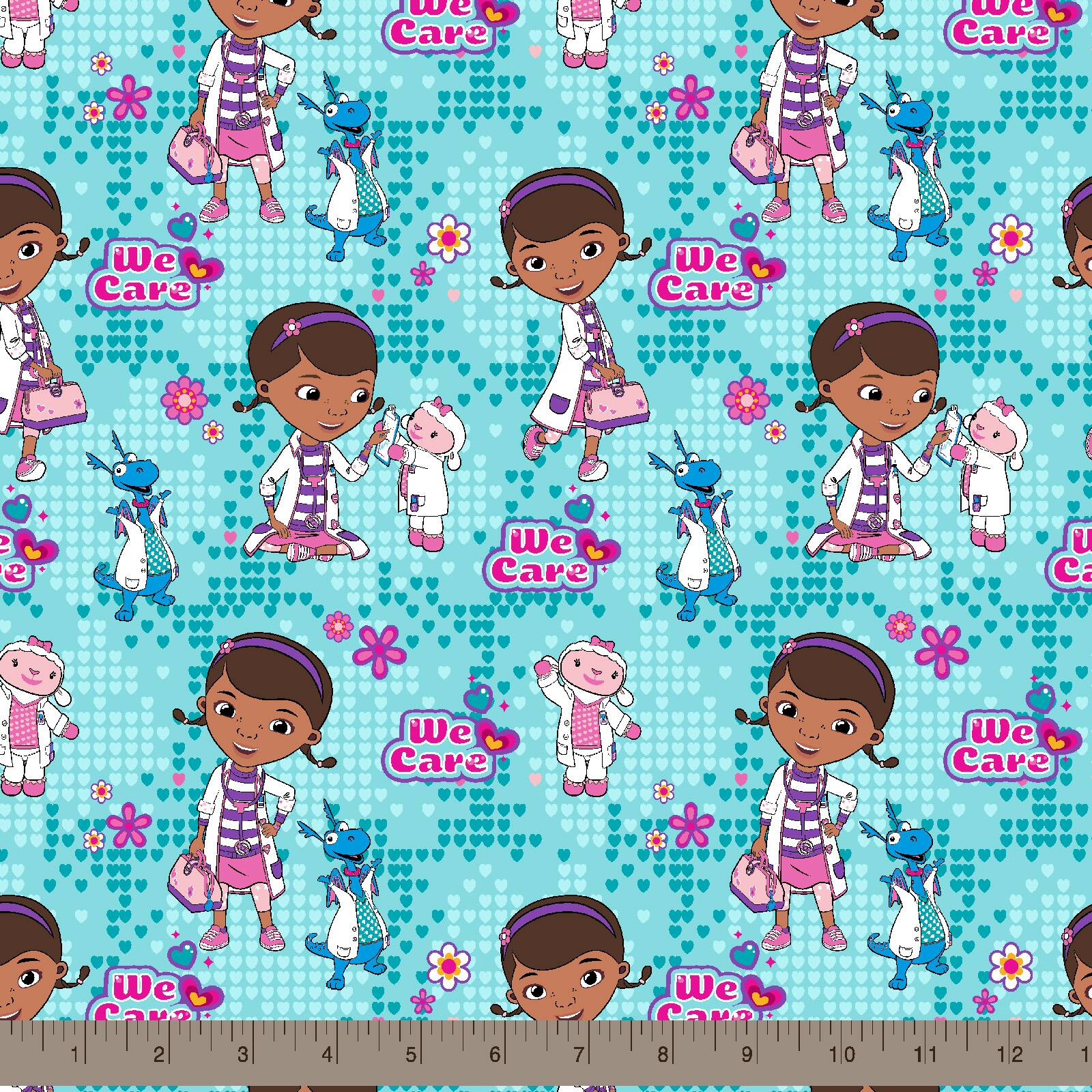 Disney® Doc McStuffins Light Teal We Care Cotton Fabric