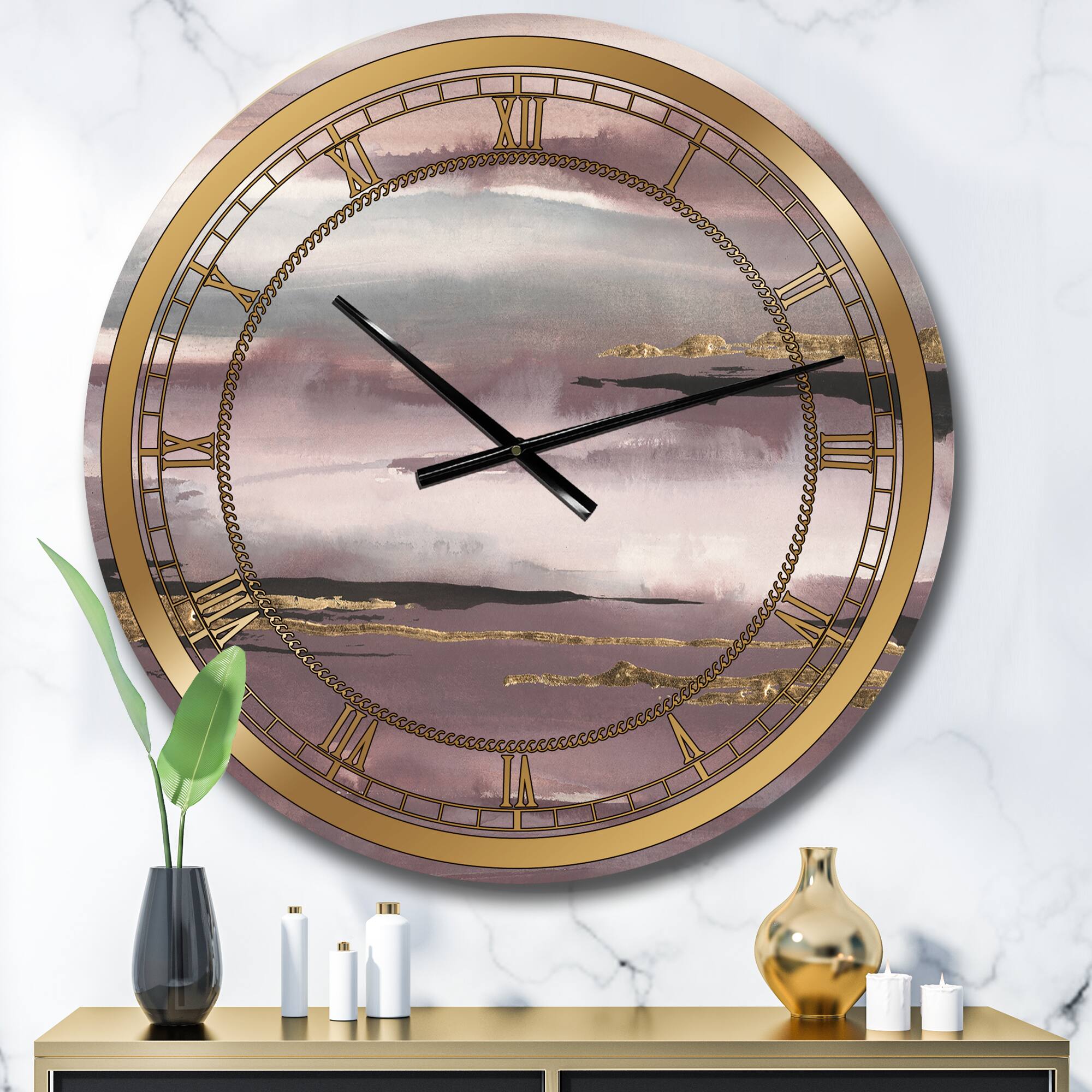 Designart &#x27;Purple Glam Storm Iv Glam Wall Clock