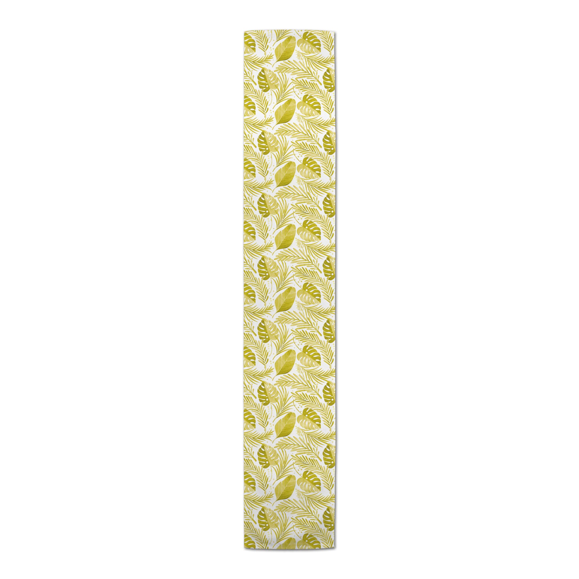 72&#x27;&#x27; Coastal Yellow Leaves Cotton Twill Table Runner