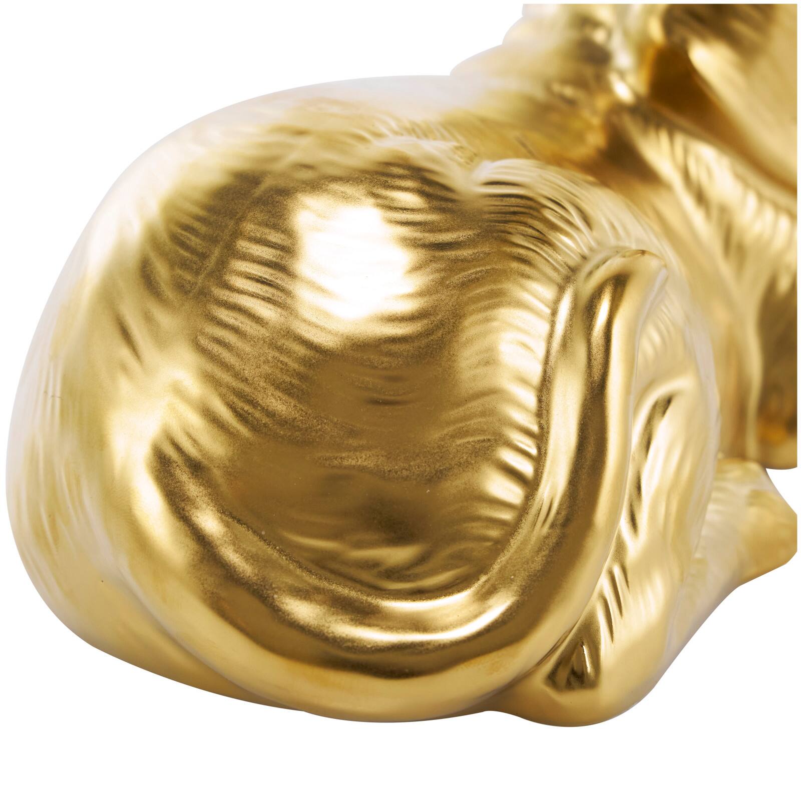 10" Gold Ceramic Laying Dog Sculpture