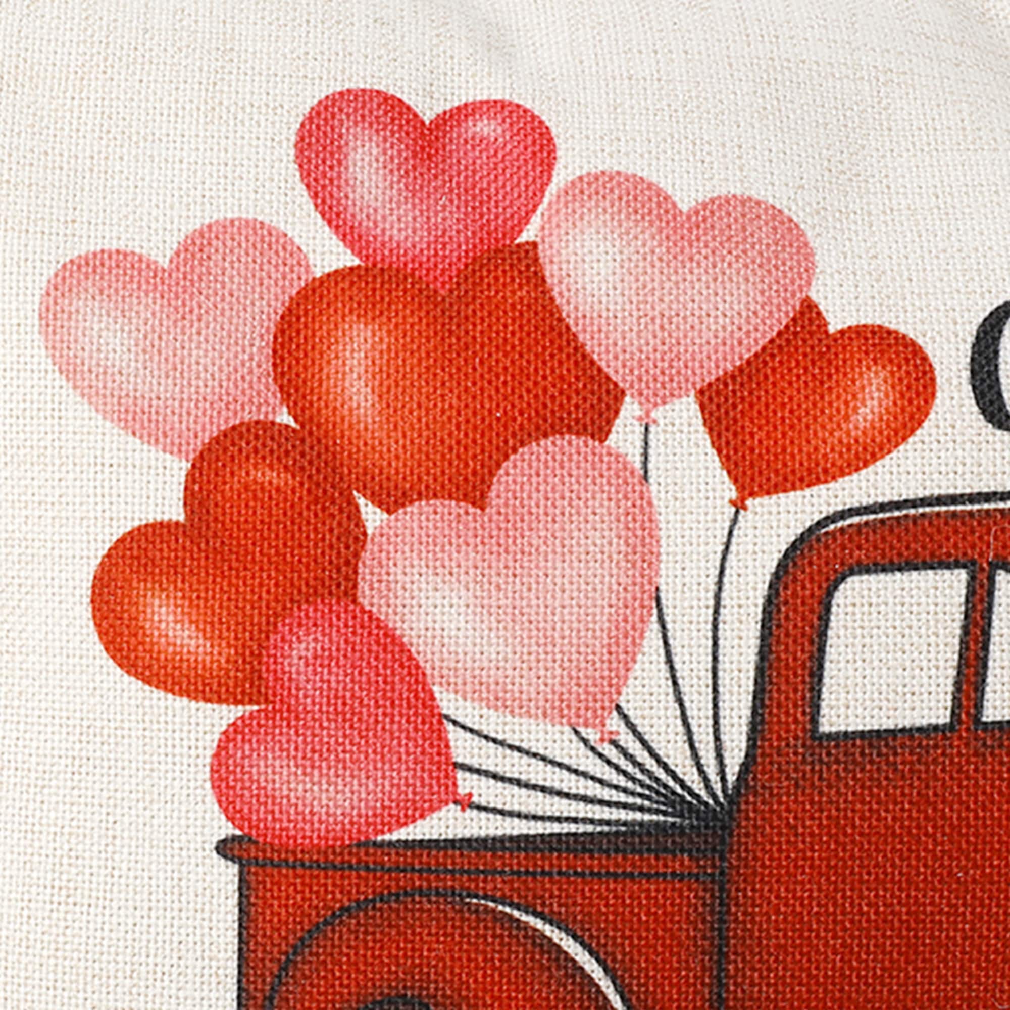 Glitzhome® 18" Faux Burlap Happy Valentine's Truck Pillow
