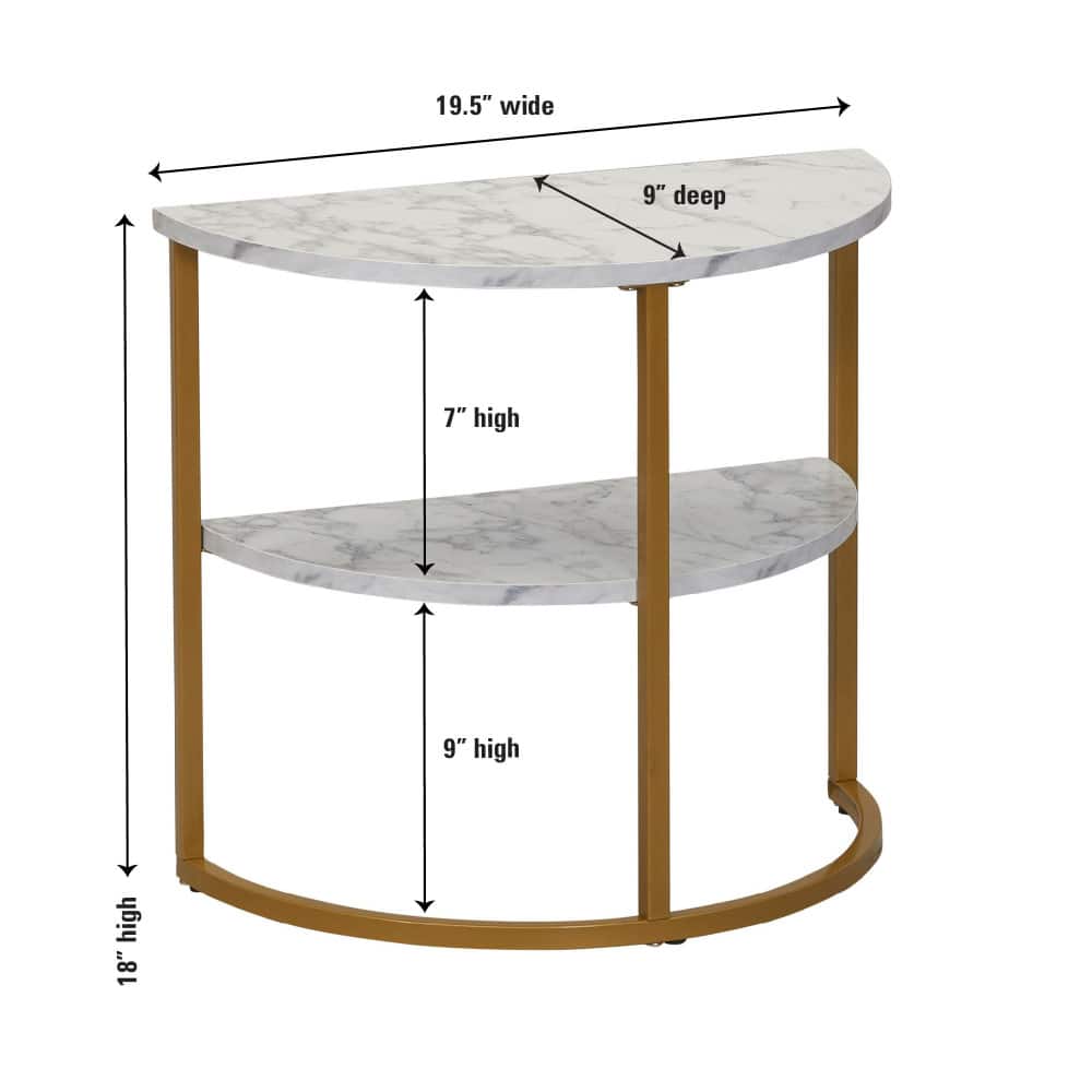 Household Essentials 18&#x22; 2-Tier Half Moon End Table