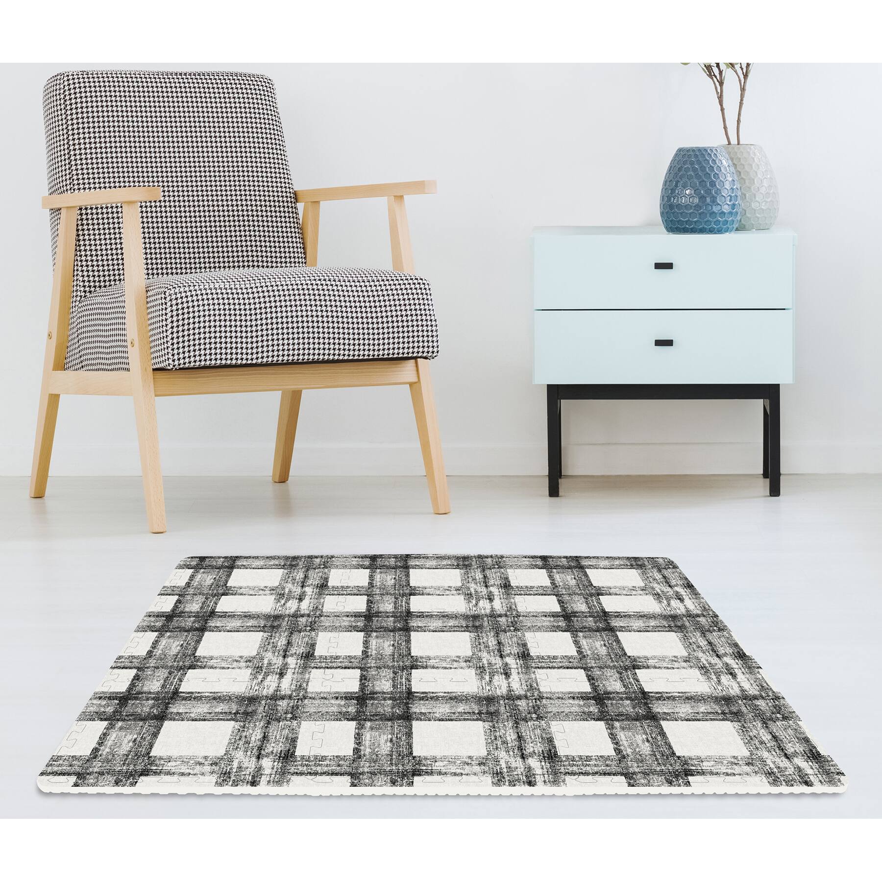 FloorPops Sawyer Plaid Interlocking Floor Tiles