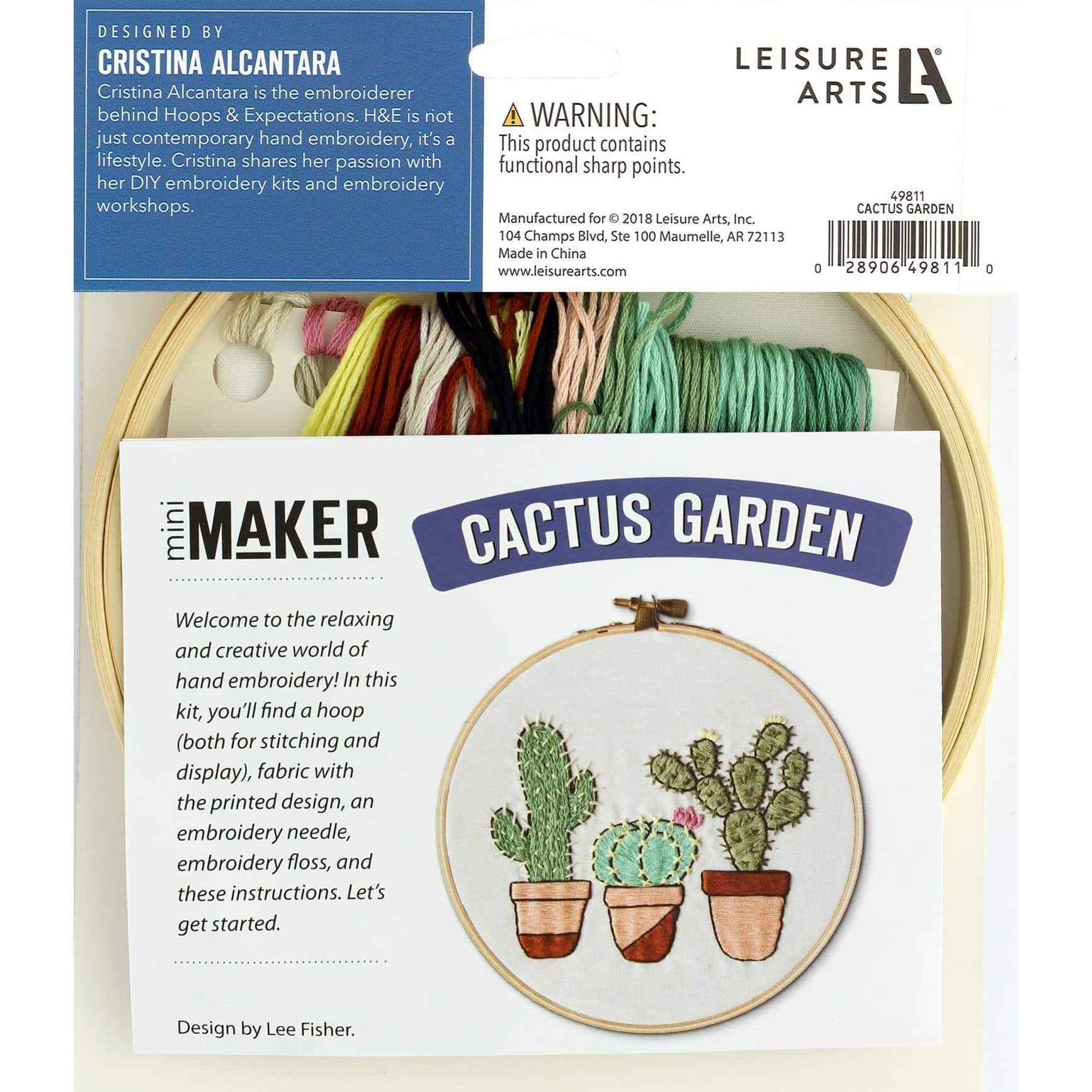 Leisure Arts&#xAE; Make in a Weekend 6&#x22; Cactus Garden Embroidery Kit