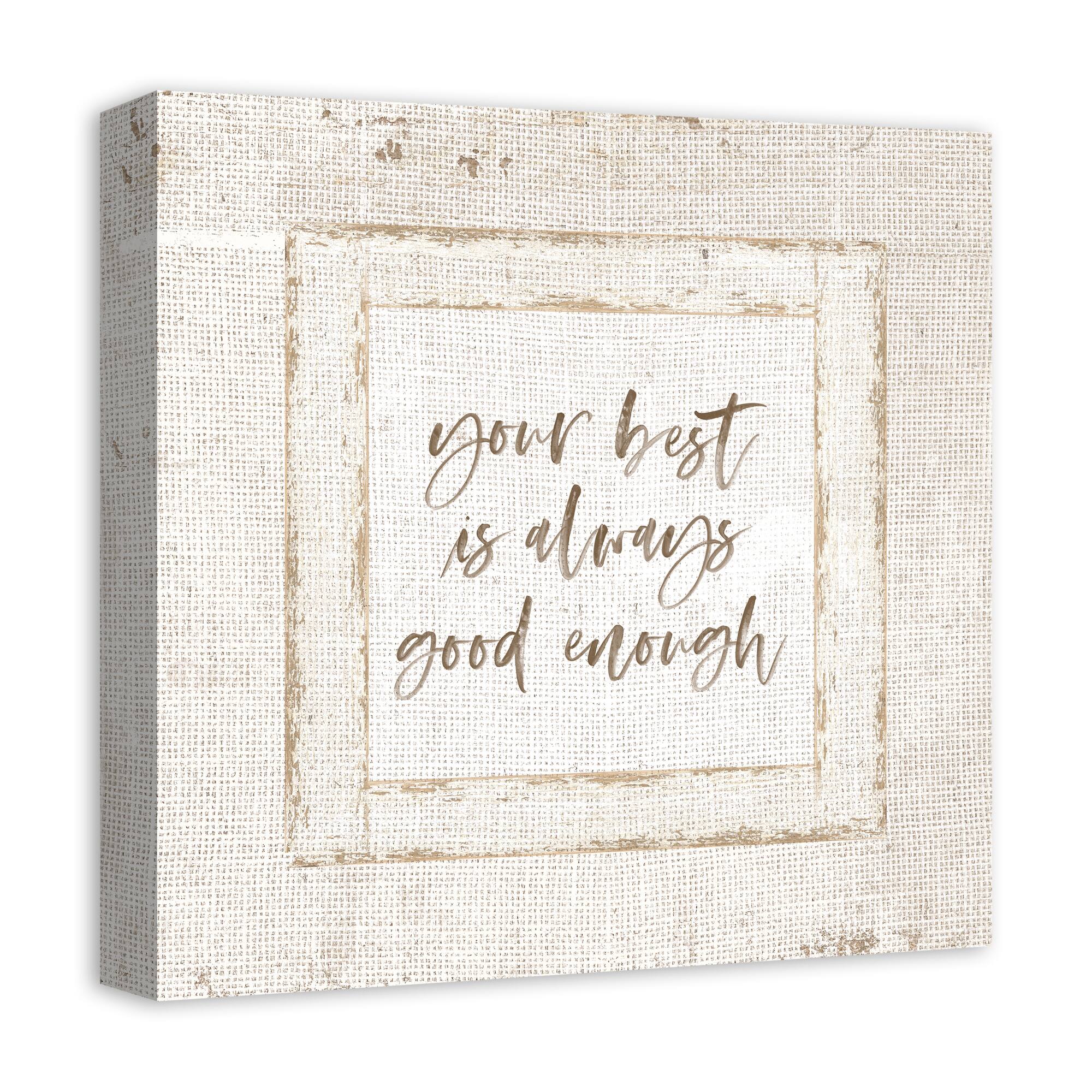 Good Enough Burlap 12" x 12" Canvas Wall Art