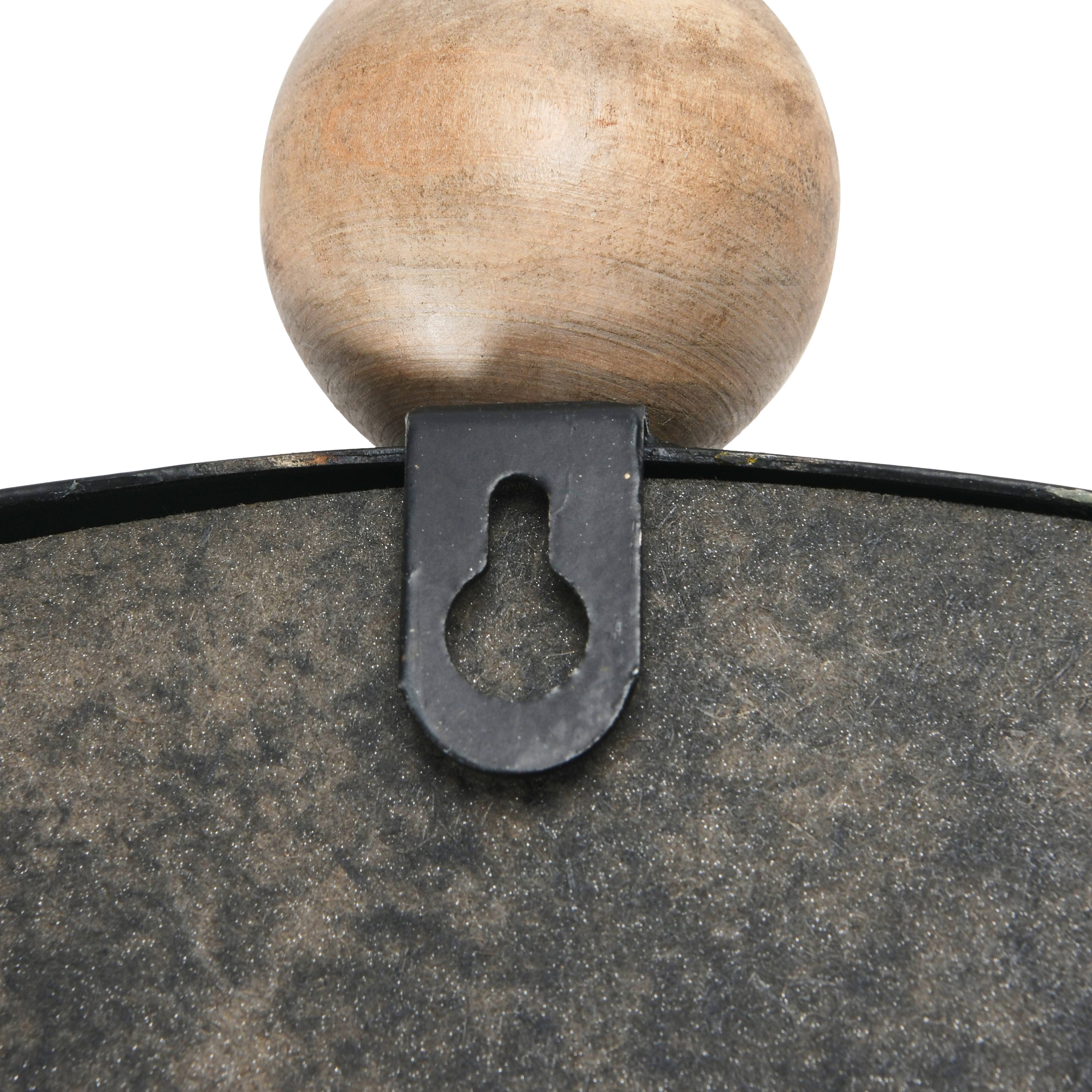 Hello Honey&#xAE; Black Oval Metal Wall Mirror with Wood Beads