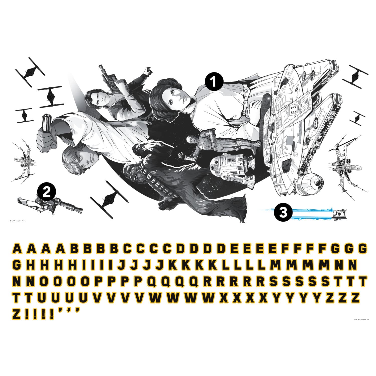 RoomMates Classic Star Wars Peel & Stick Giant Wall Decals w/ Alphabet