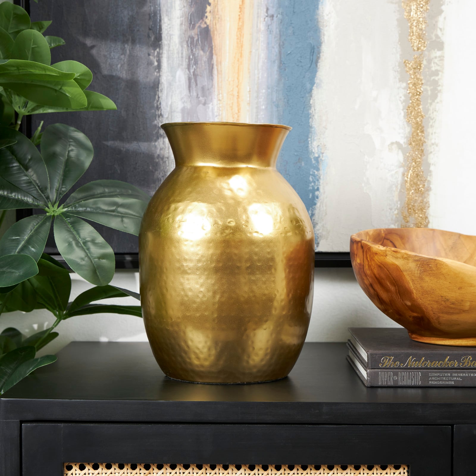 11.5" Hammered Gold Metal Vase