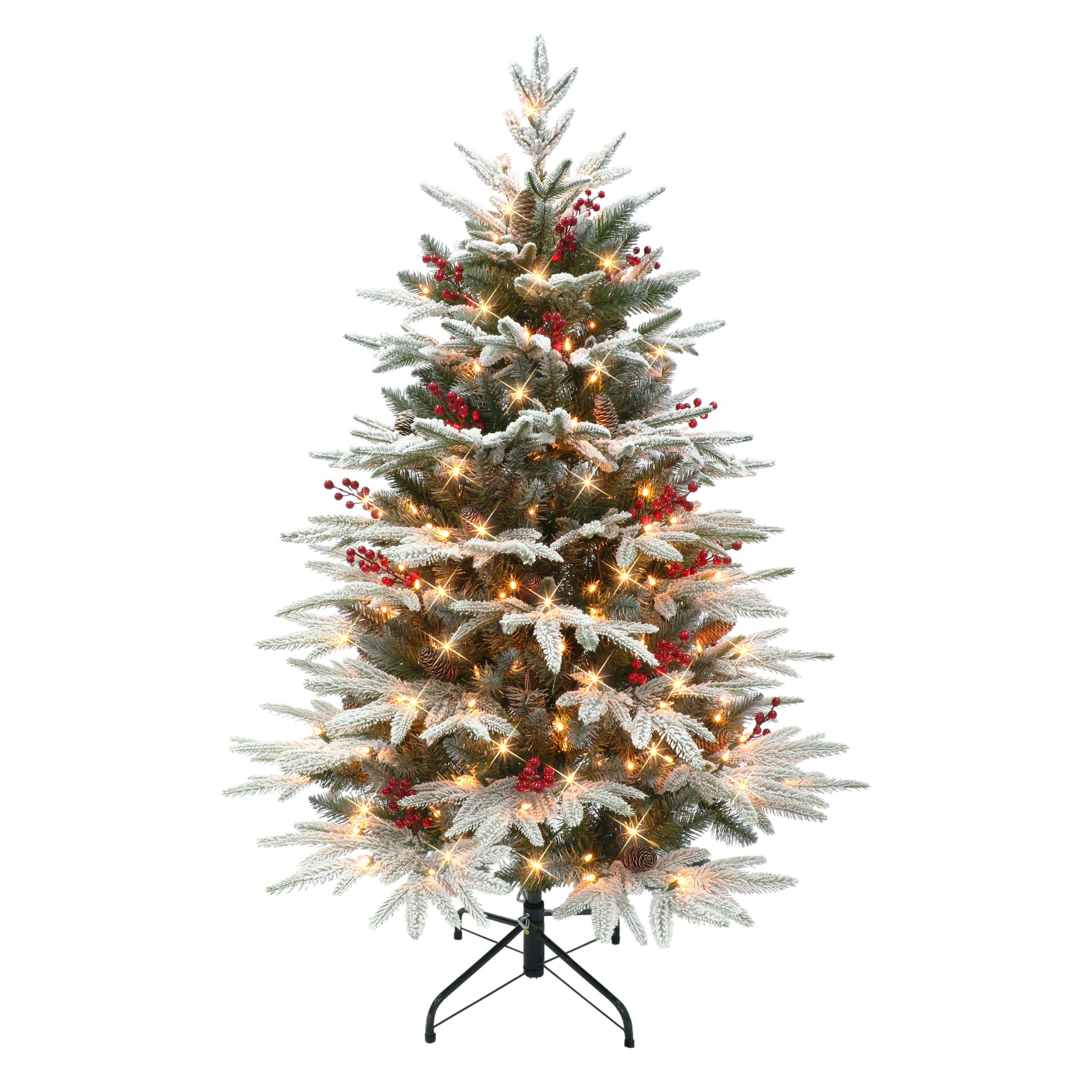 6 Pack: 4.5ft. Pre-Lit Flocked Halifax Fir Artificial Christmas Tree, Clear Incandescent Lights