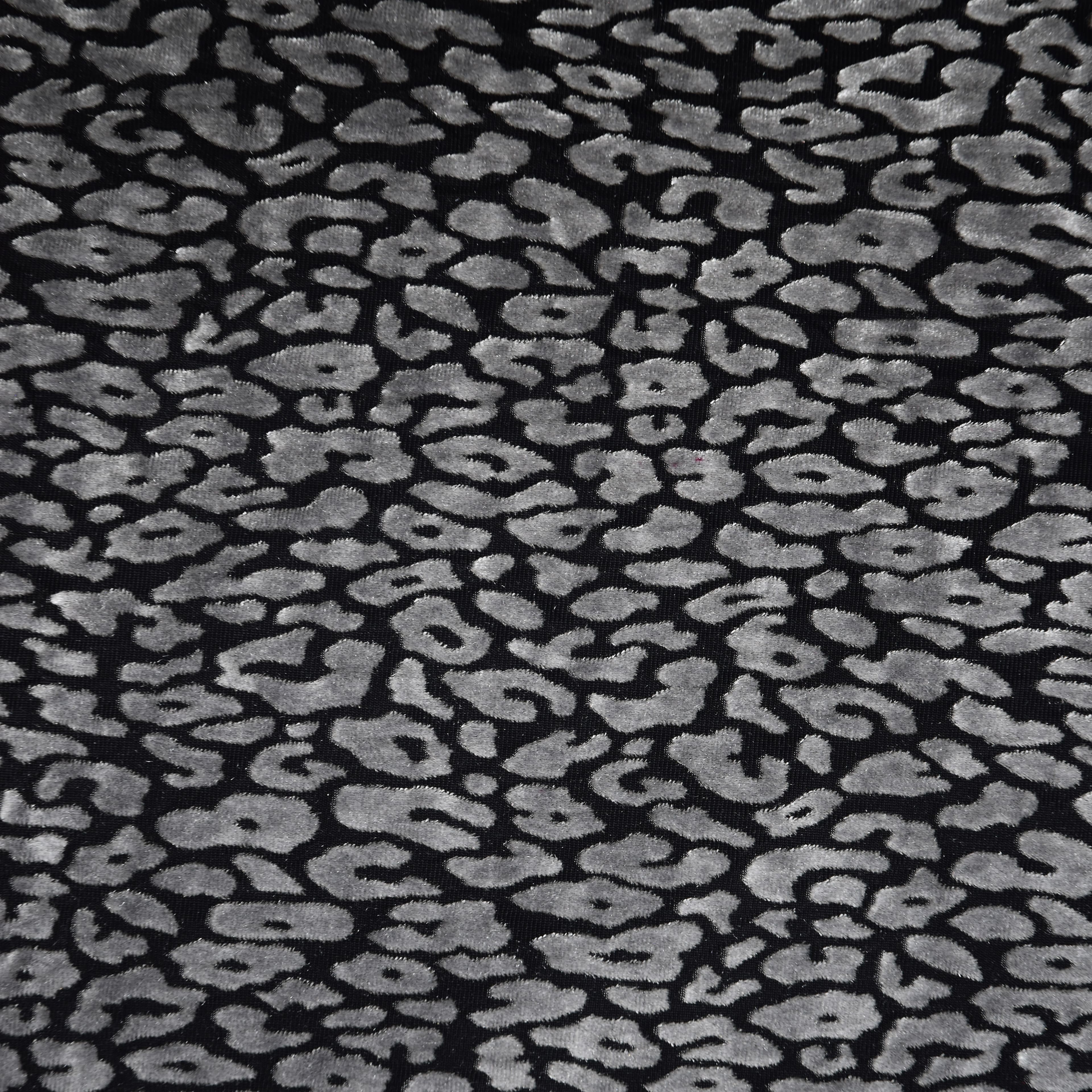 Feldman Black &#x26; Gray Cheetah Print Velvet Fabric