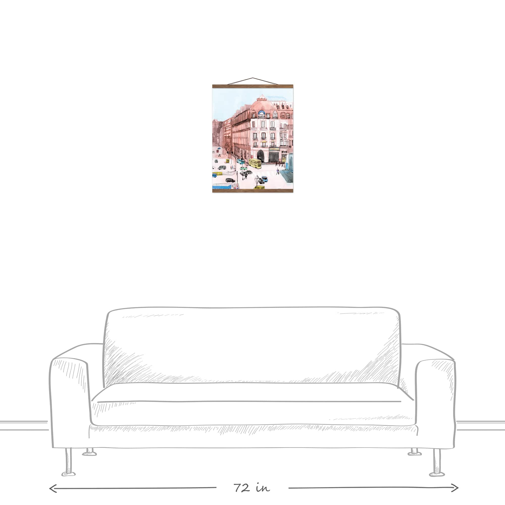 Blush Downtown Teak Hanging Canvas