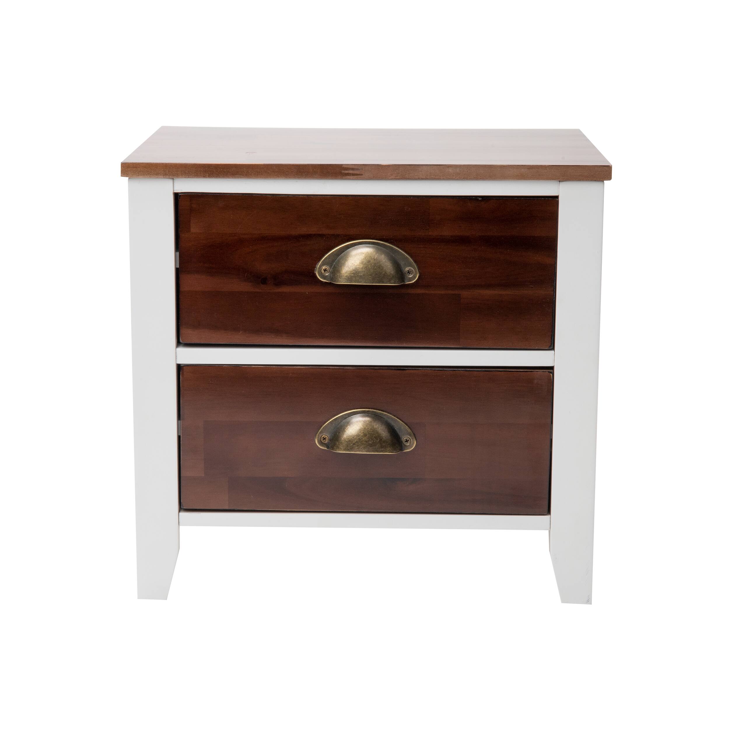 Mind Reader Woodland Collection Brown &#x26; White 2-Drawer Nightstand