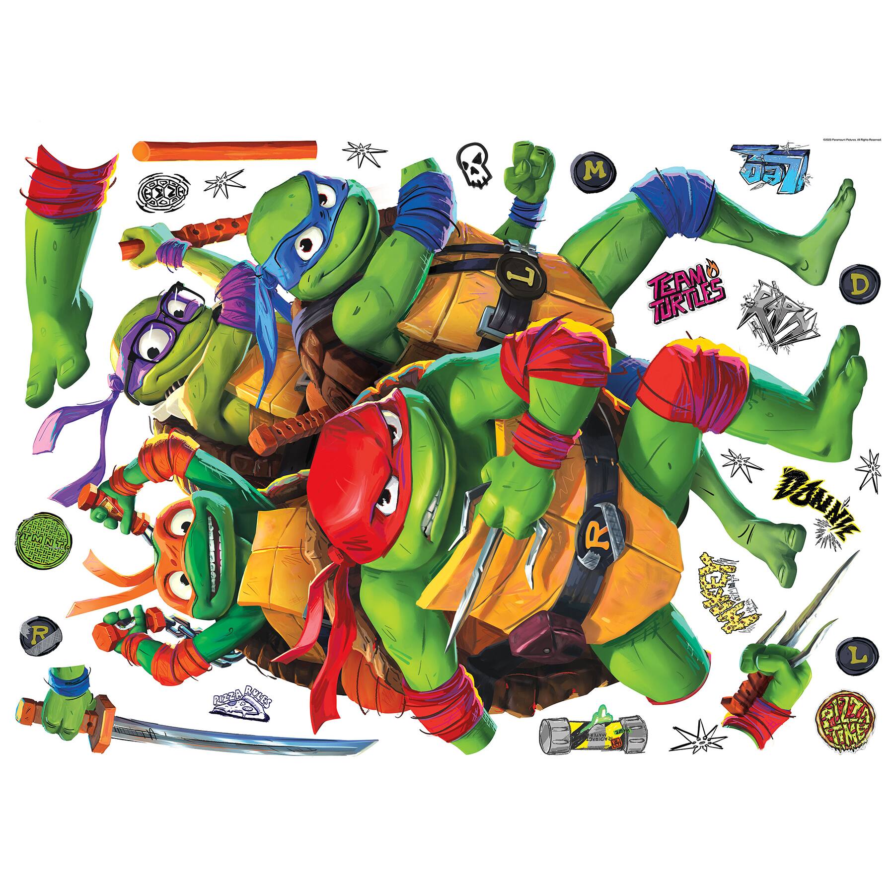 RoomMates Teenage Mutant Ninja Turtles Mutant Mayhem Group Giant Peel & Stick Wall Decals