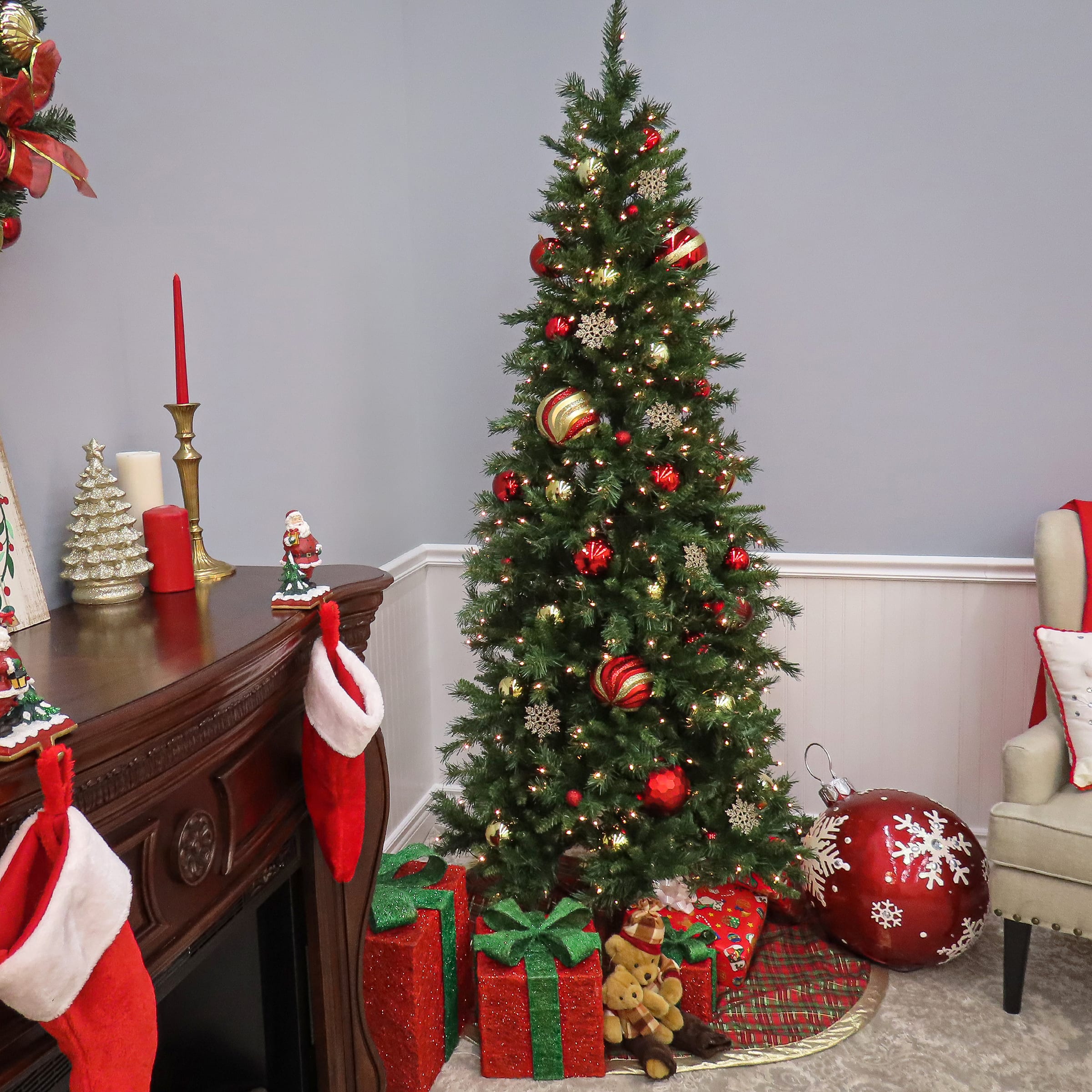 9ft. Pre-Lit Tiffany Fir Slim Tree, Clear Lights