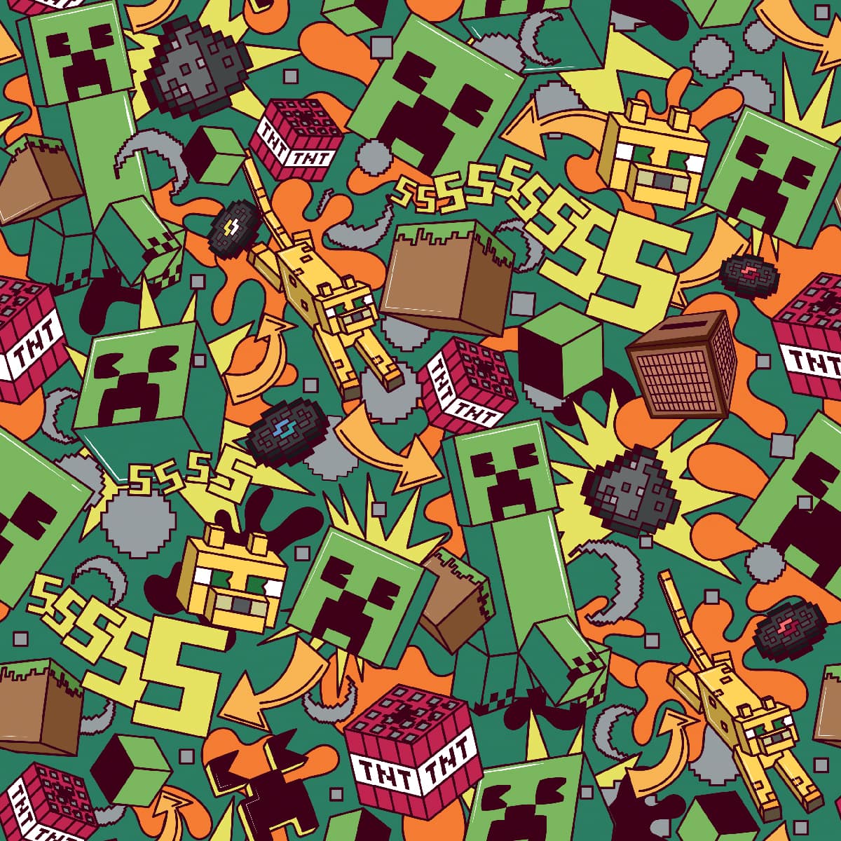 Springs Creative Minecraft Action Blast Cotton Fabric