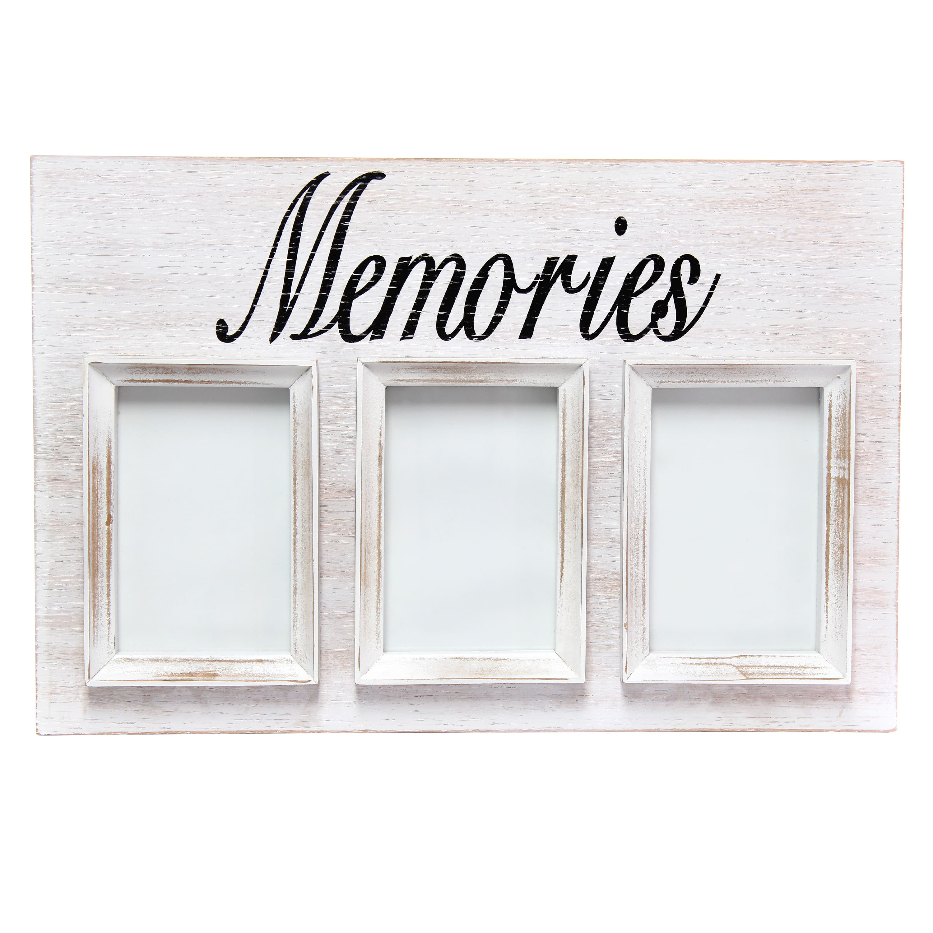 Elegant Designs Whitewash Memories 3 Photo Collage 4" x 6" Picture Frame