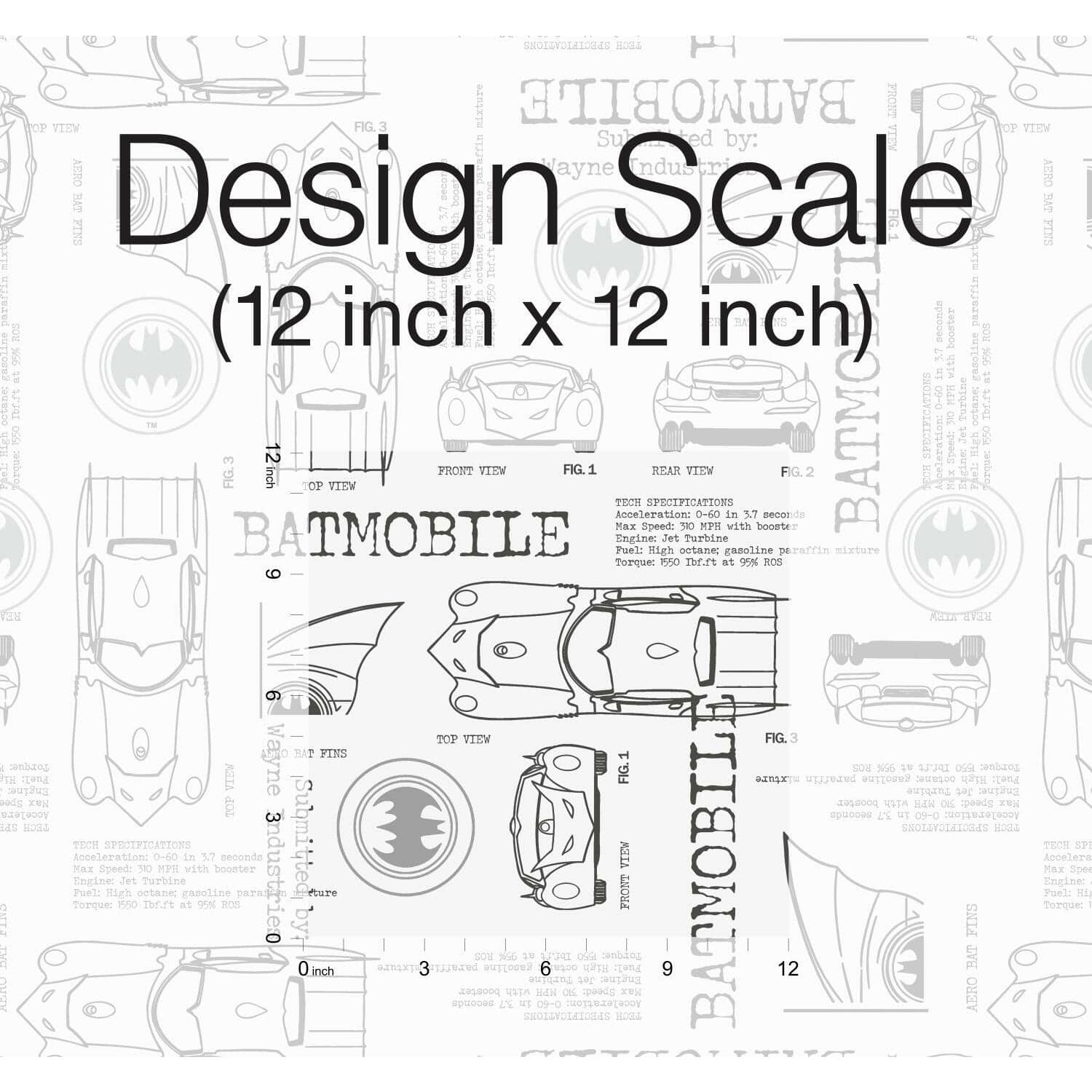 RoomMates Batmobile Blueprint Peel & Stick Wallpaper