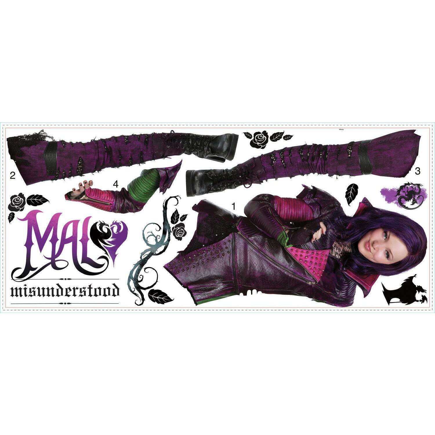RoomMates Descendants Mal Peel &#x26; Stick Giant Wall Decals