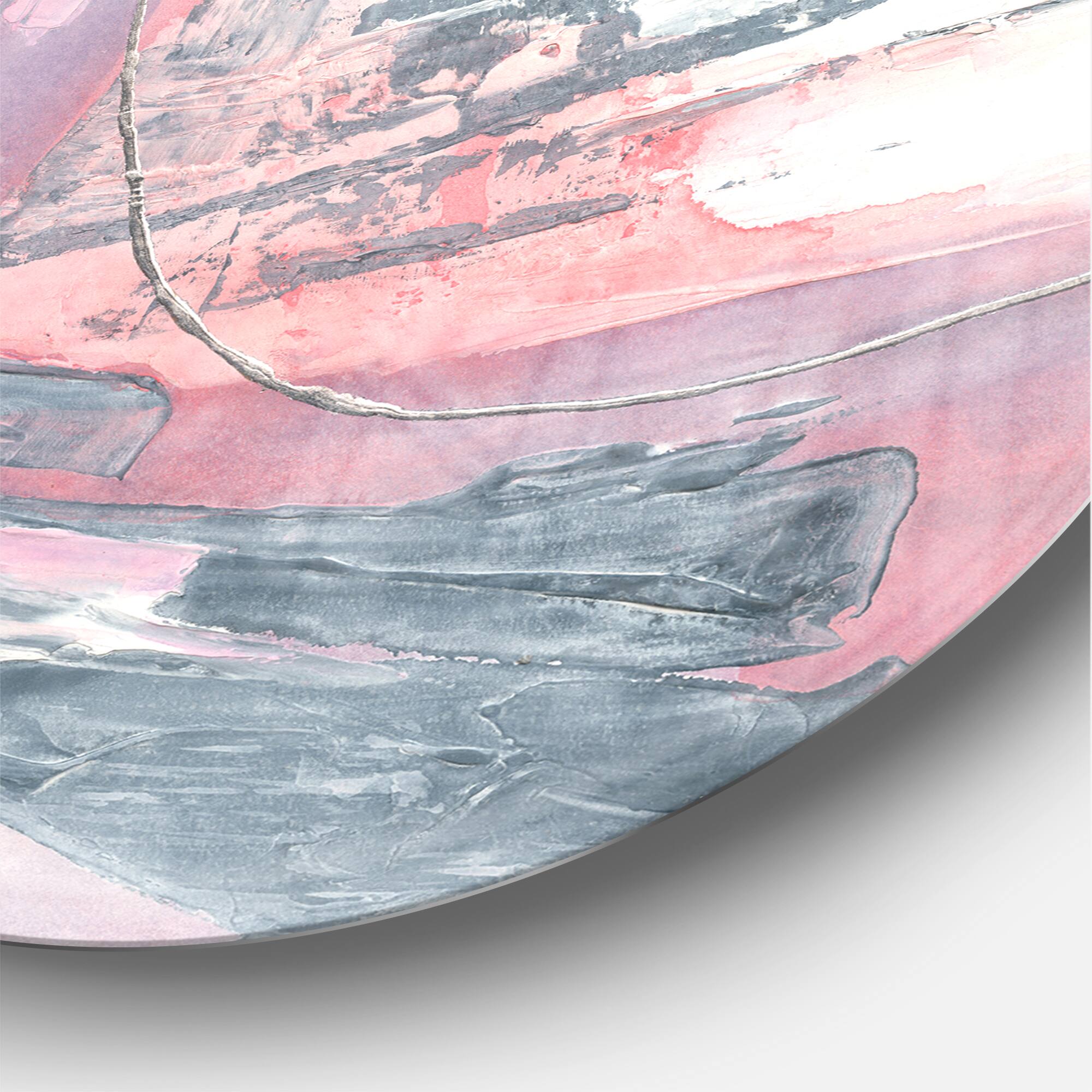 Designart - Durty Shabby Pink Blush I - Shabby Chic Metal Circle Wall Art