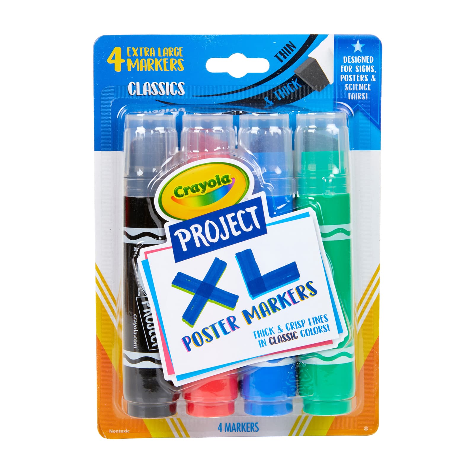 4 Packs: 3 Packs 4 ct. (48 total) Crayola® Project XL Classic Poster Markers