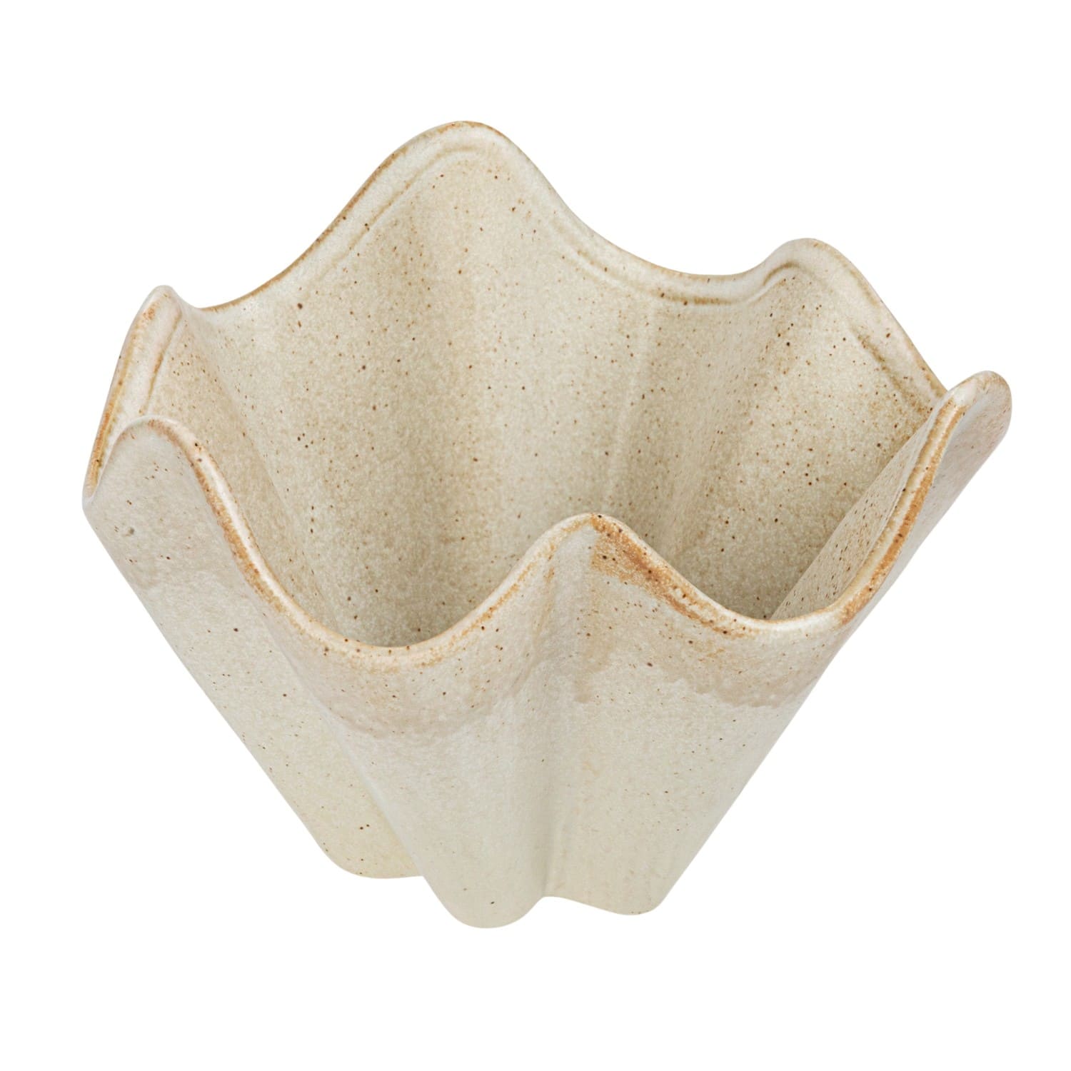 Hello Honey® 7.5" Cream Reactive Glaze Round Stoneware Ruffled Bowl