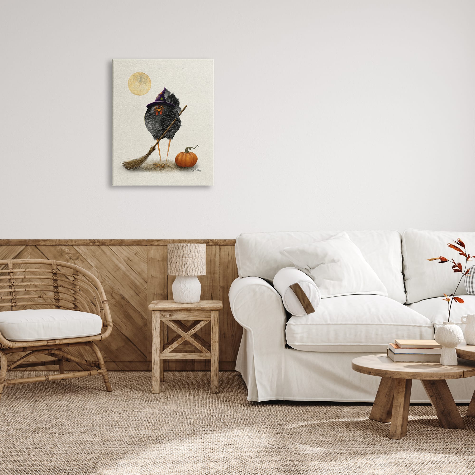 Stupell Industries Halloween Black Bird Witch Canvas Wall Art