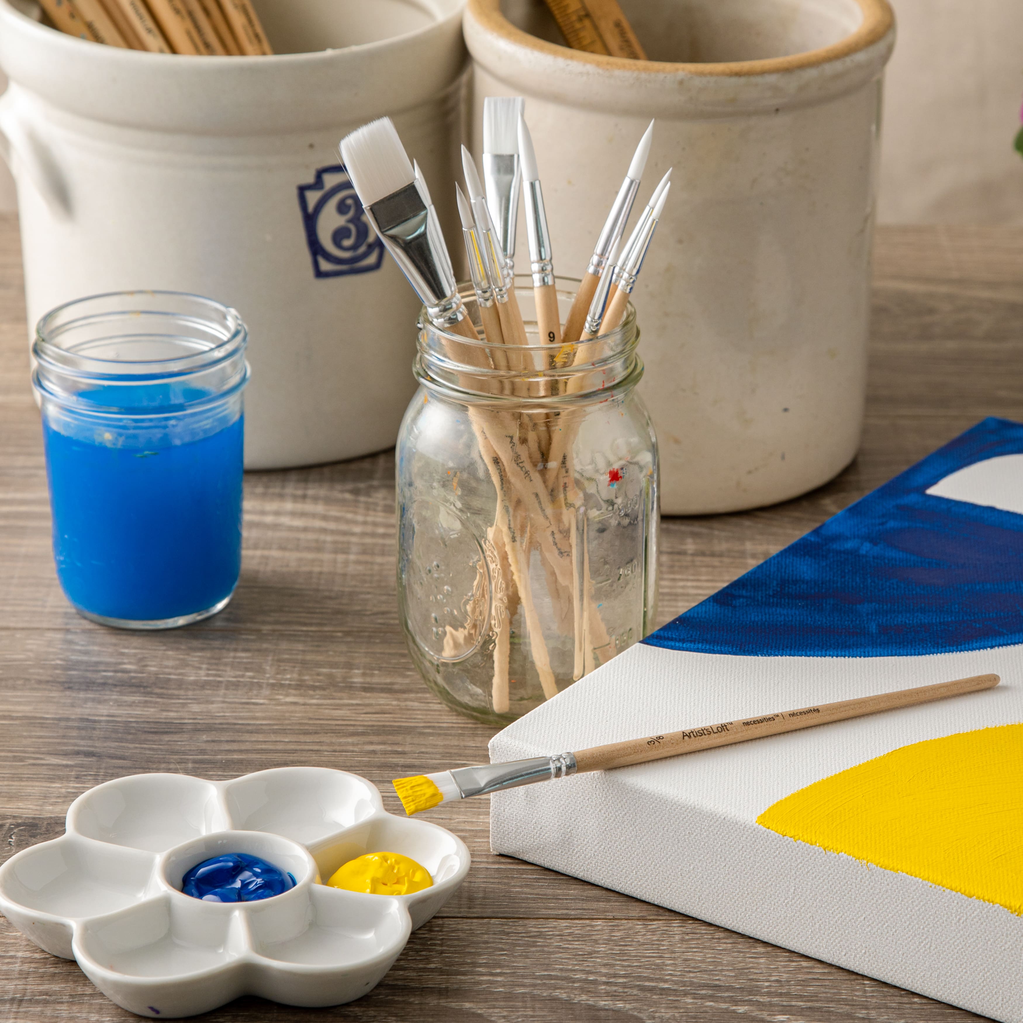 Necessities™ White Synthetic Flat & Round Brushes by Artist's Loft®