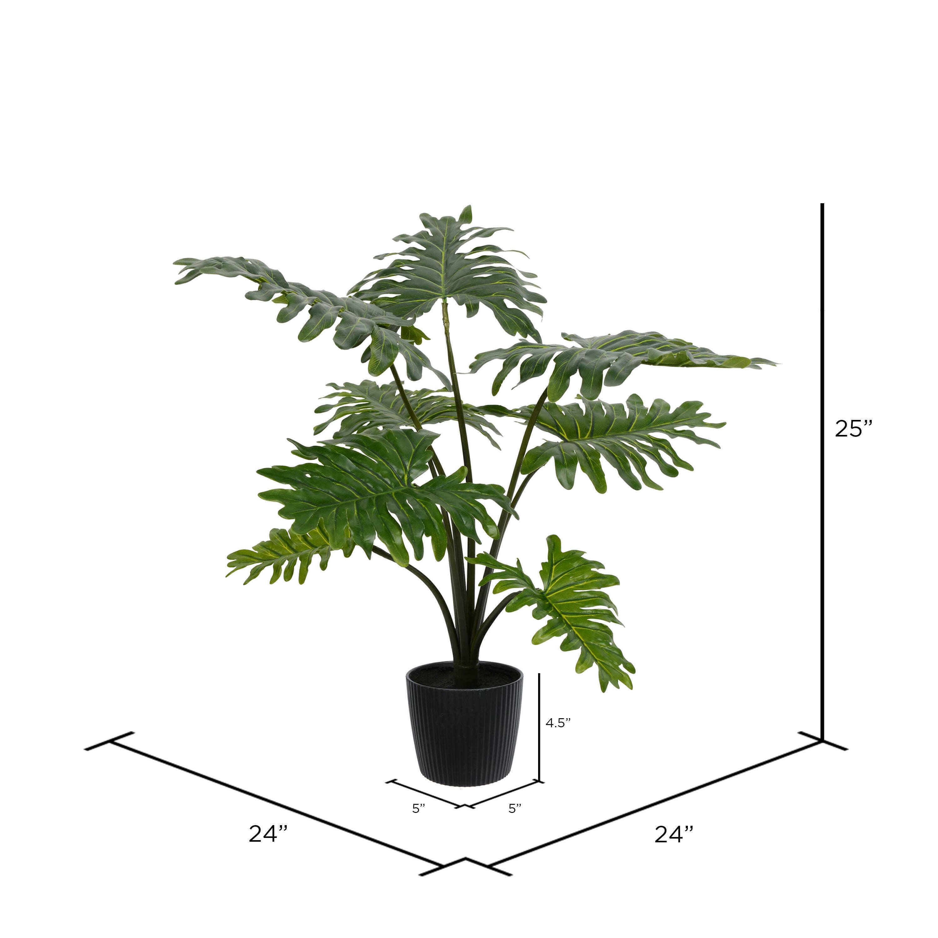 25&#x22; Artificial Potted Grand Philodendron Bush