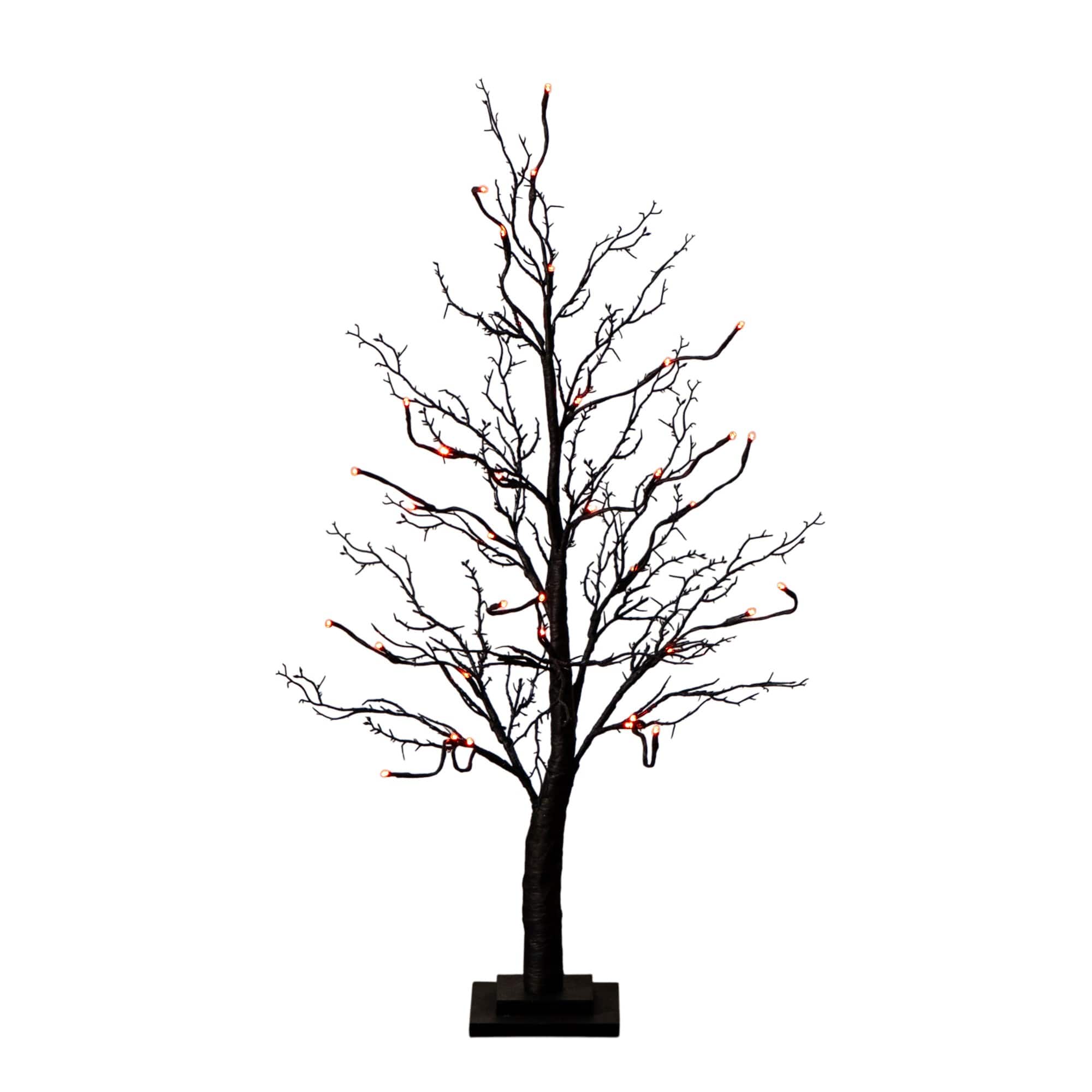 3ft. Pre-Lit Halloween Deluxe Black Twig Artificial Tree with 36 Orange &#x26; Purple LED Lights