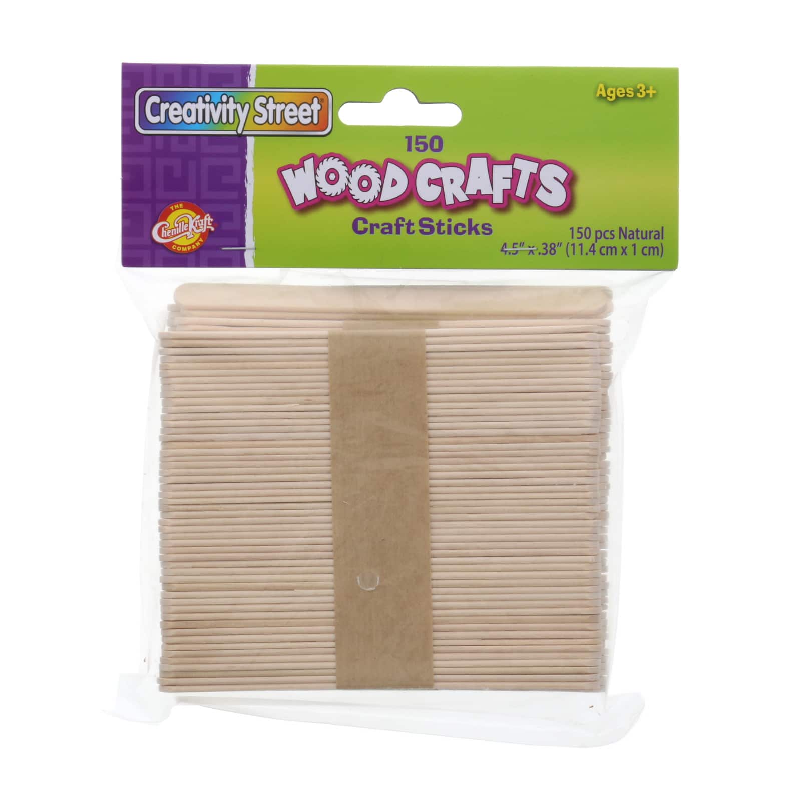 Creativity Street 4.5" Natural Wooden Craft Sticks, 150ct.