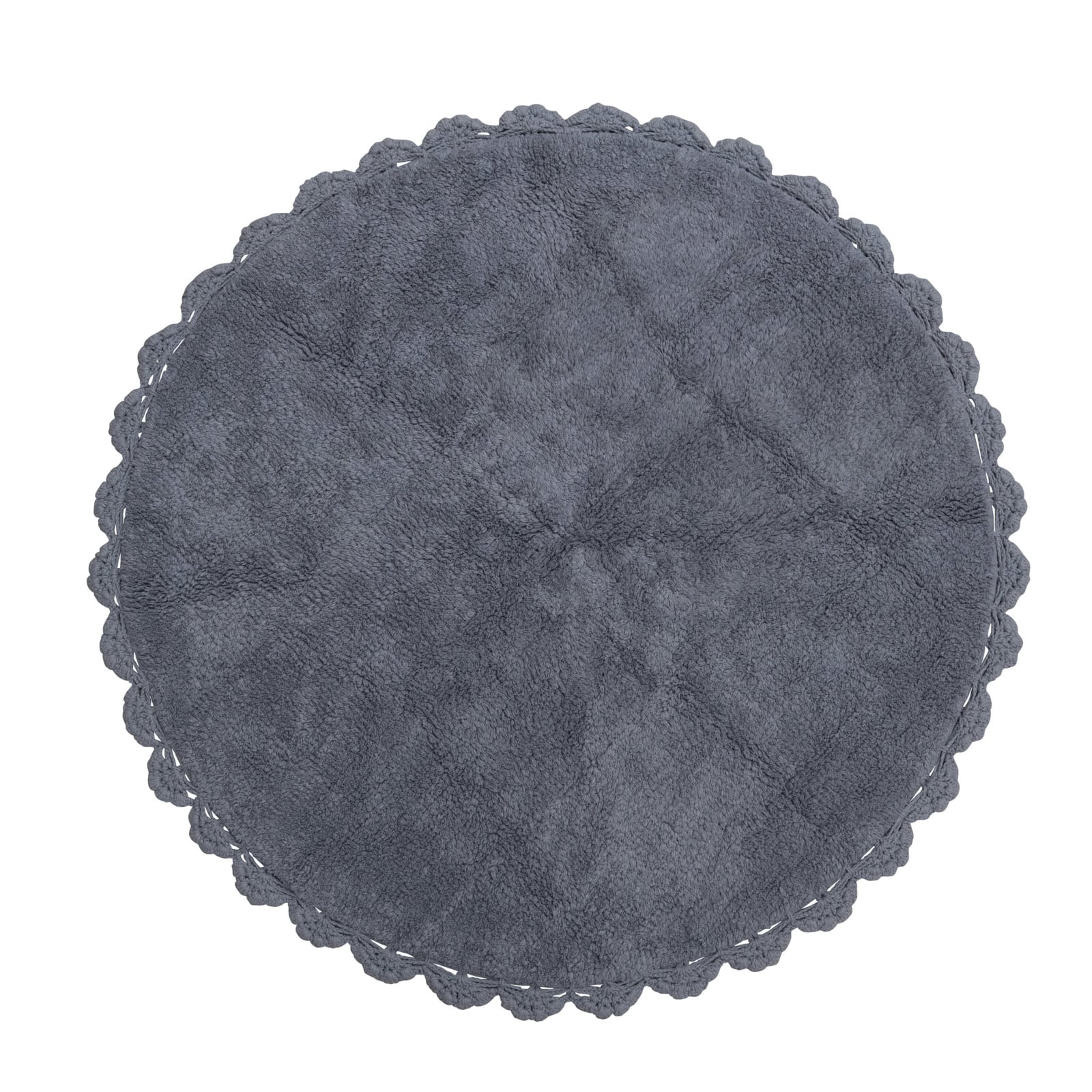 Hello Honey&#xAE; Cotton Tufted Rug with Crocheted and Scalloped Trim, Grey