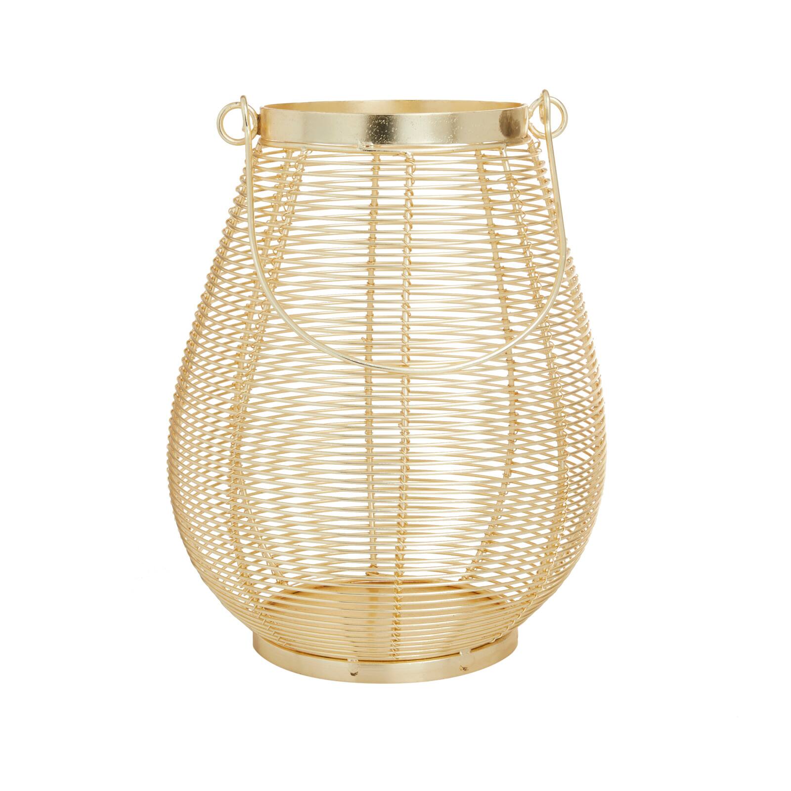Gold Iron Glam Lantern, 11&#x22; x 8&#x22; x 8&#x22;